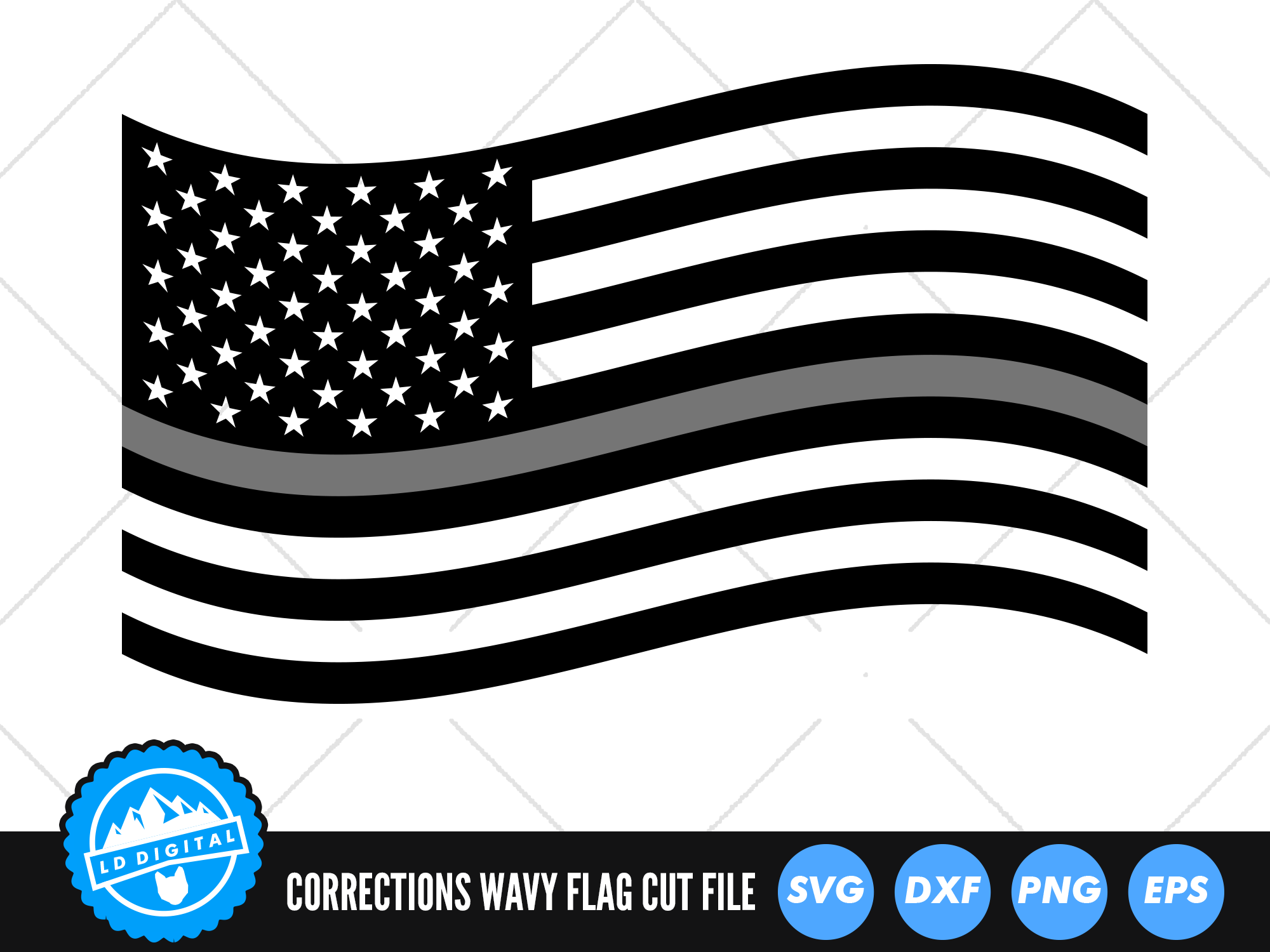 Wavy Corrections Flag SVG | Thin Grey Line Cut File | USA Flag SVG By ...