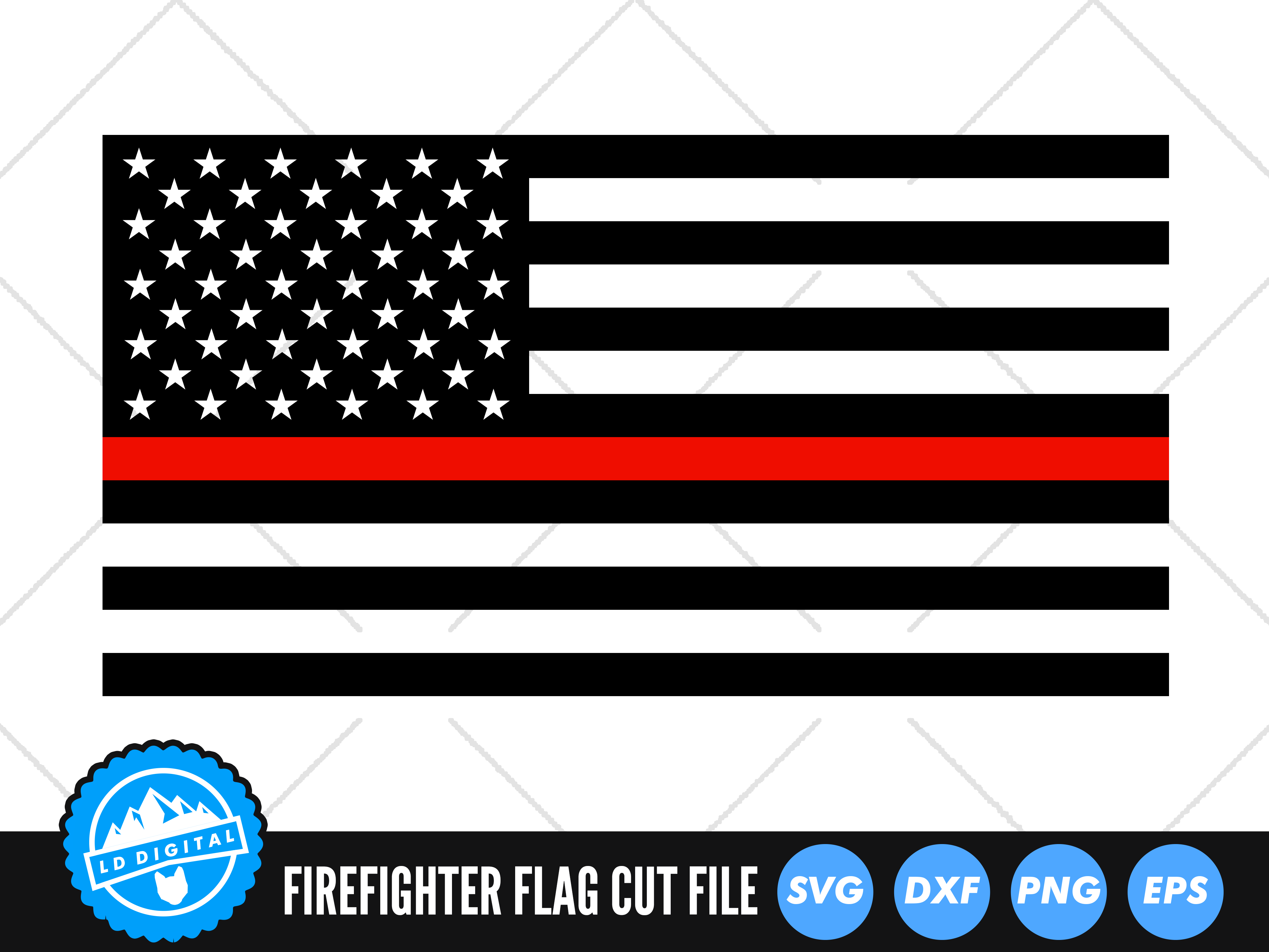 Firefighter Flag SVG, Thin Red Line Cut File, USA Flag SVG By LD Digital