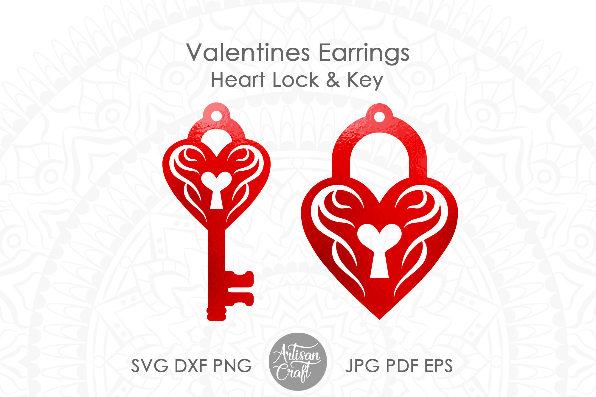 Heart lock and key earrings SVG By Artisan Craft SVG
