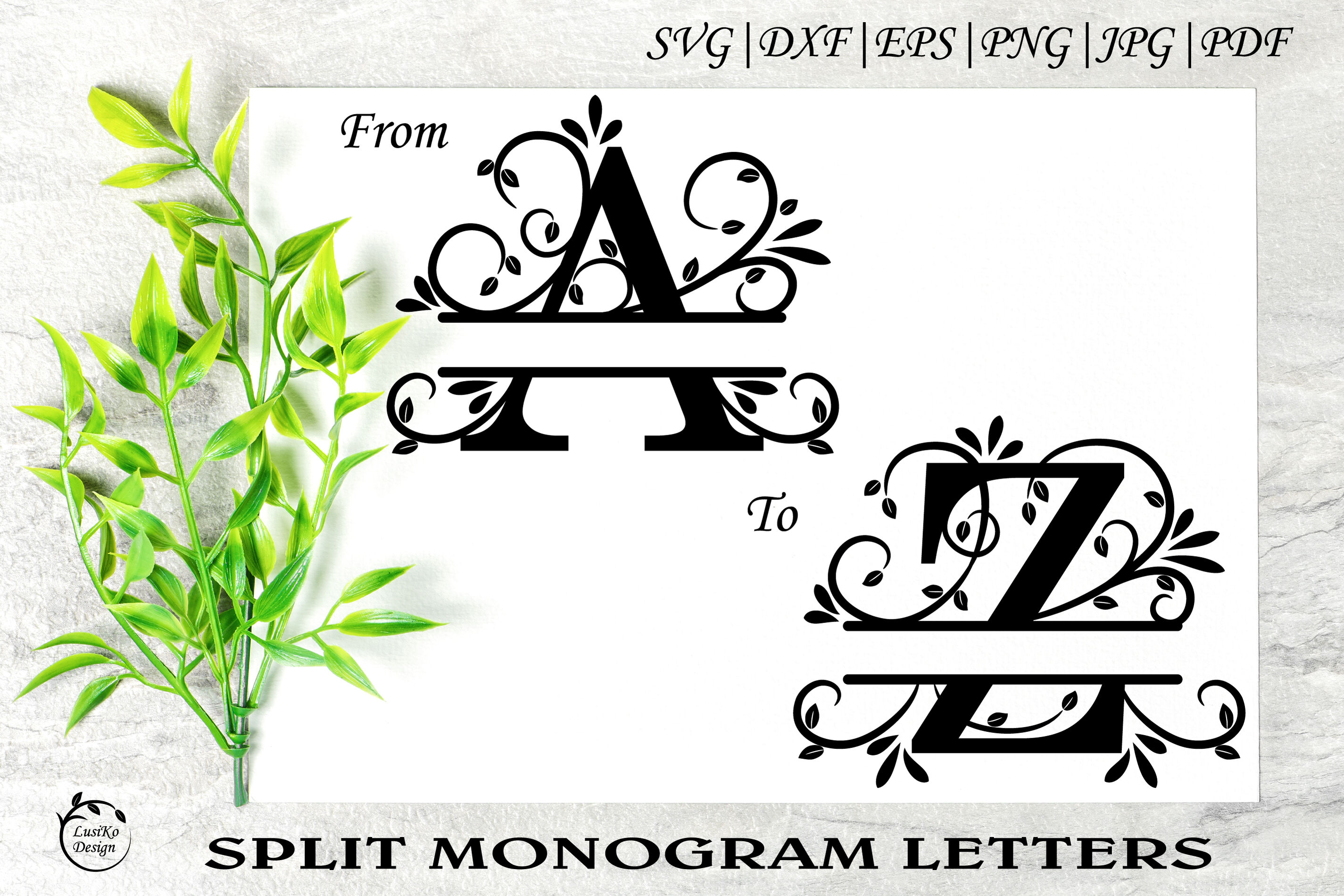 Flora A-Z Alphabet Split Monogram - Free SVG Cut Files