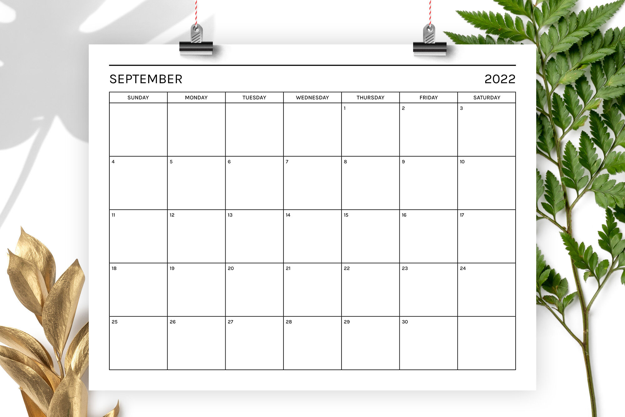 2022 Basic Modern 8.5 x 11 Inch Calendar Template By Running With Foxes ...