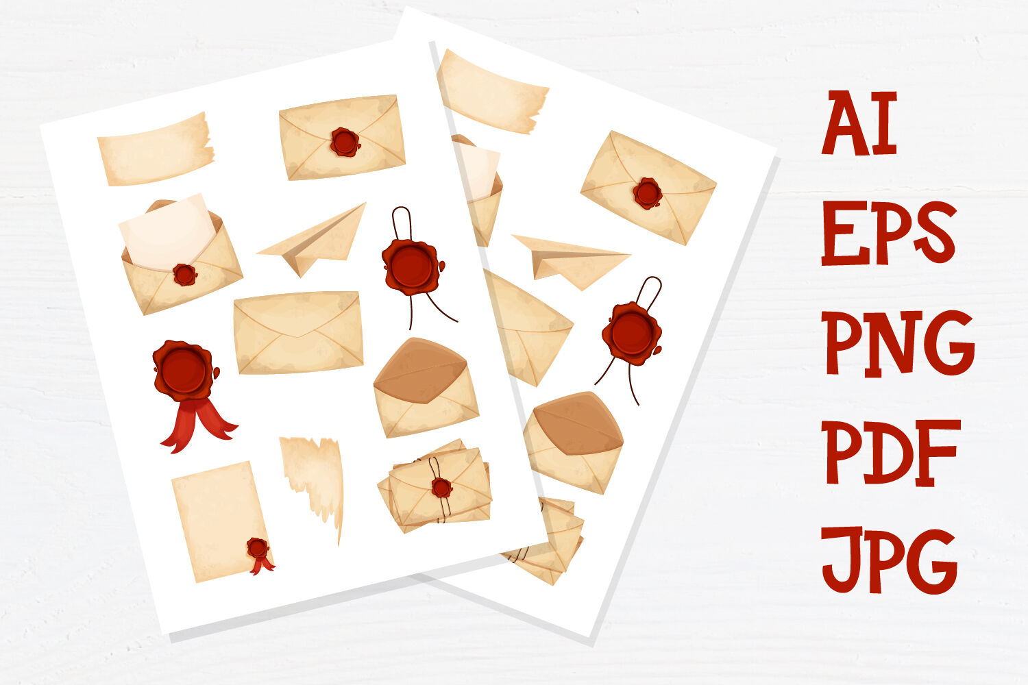 ENVELOPE VINTAGE Printable stickers PDF PNG By Canaridesign | TheHungryJPEG