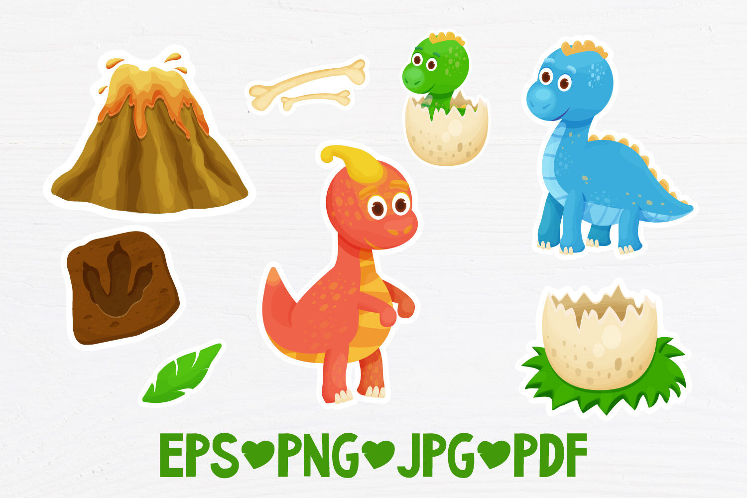 Cute Sticker Set PNG Image, Cute Printable Dinosaur Sticker Set