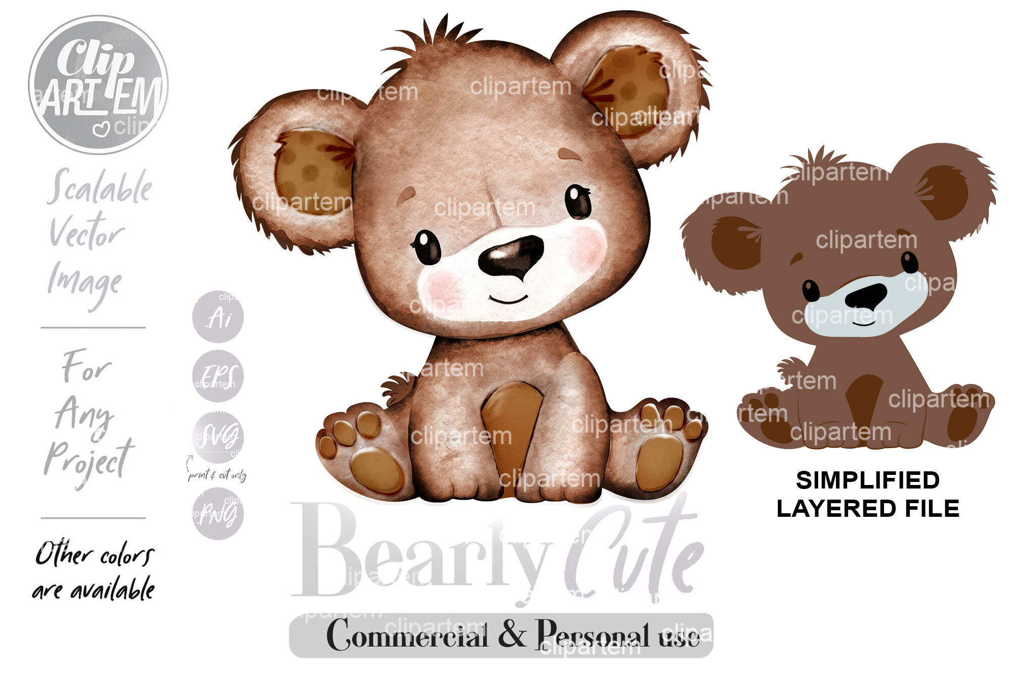 cute brown bear clipart
