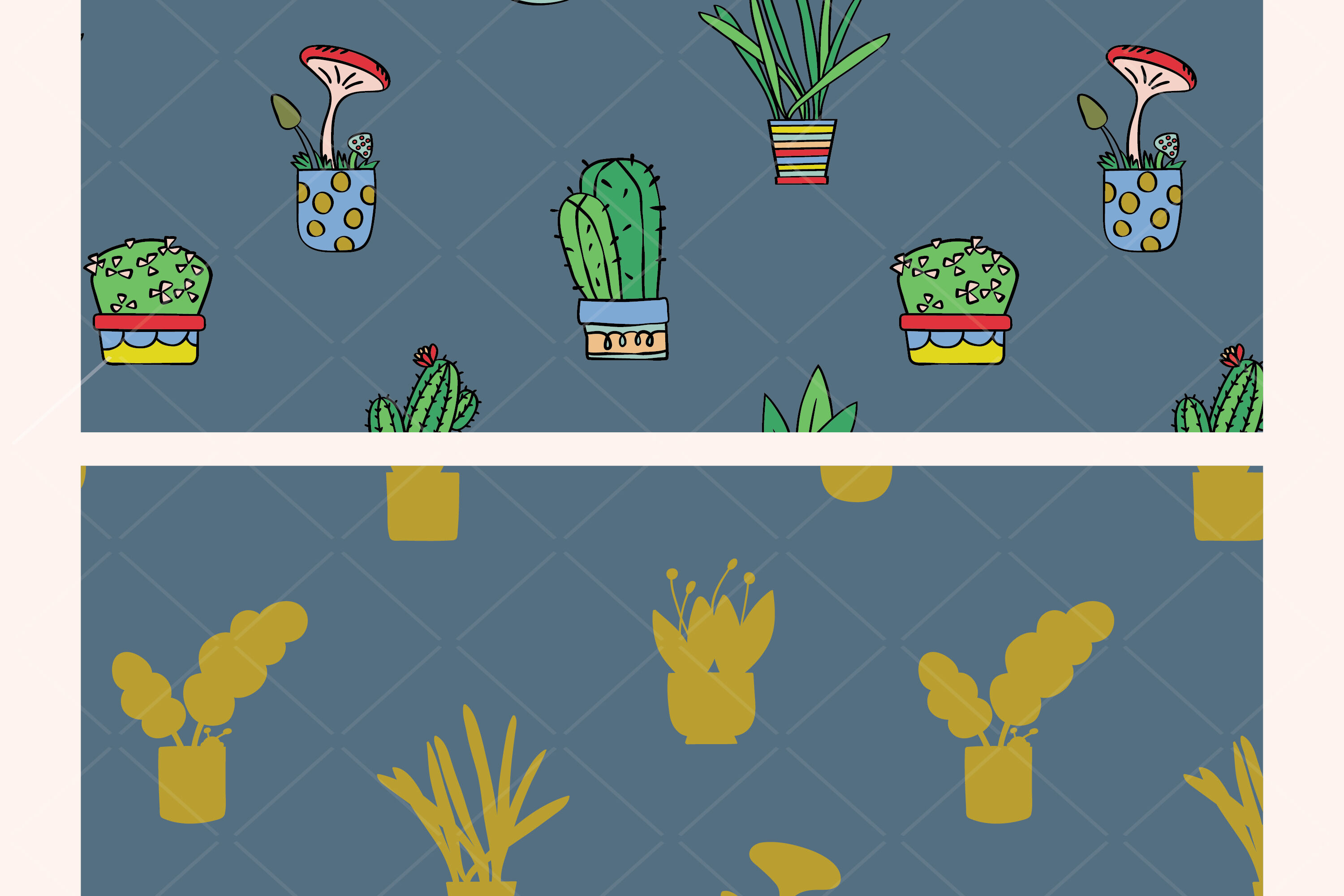 House Plants Print Digital Paper | Seamless Cactus Background Pattern By  Digital Draw Studio | TheHungryJPEG