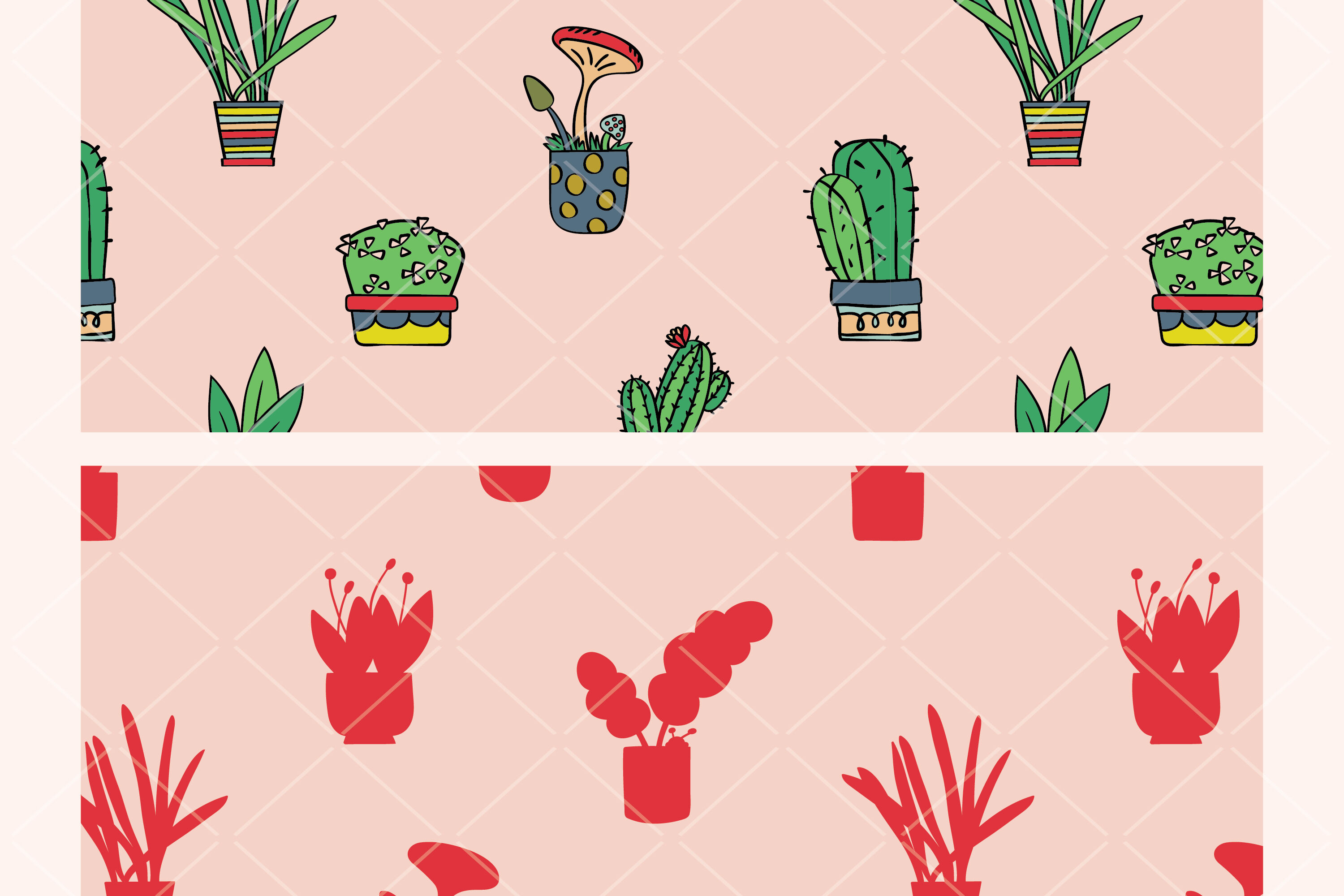 House Plants Print Digital Paper | Seamless Cactus Background Pattern By  Digital Draw Studio | TheHungryJPEG