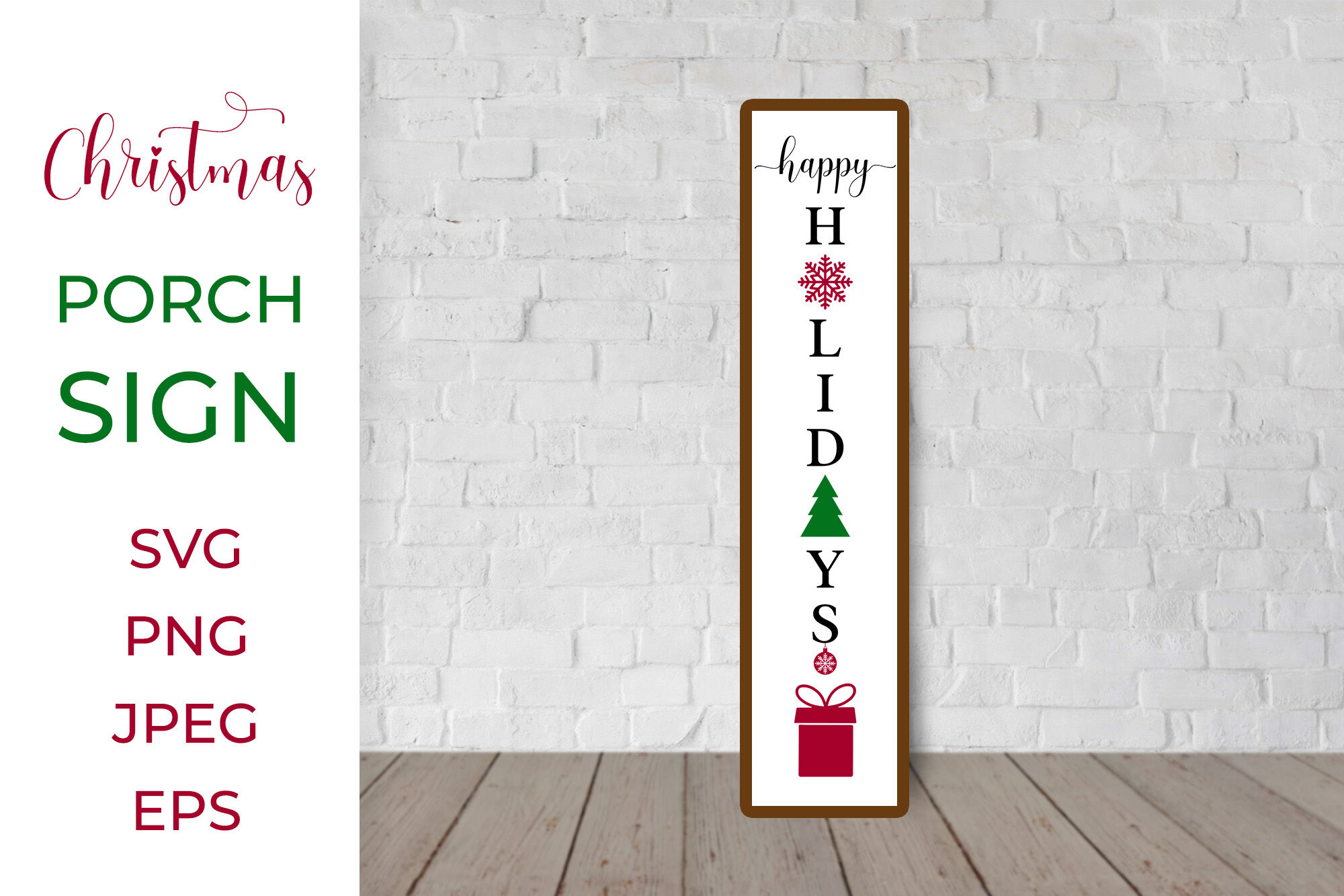 Holidays Porch Sign. Christmas Vertical Front Sign. SVG By LaBelezoka ...