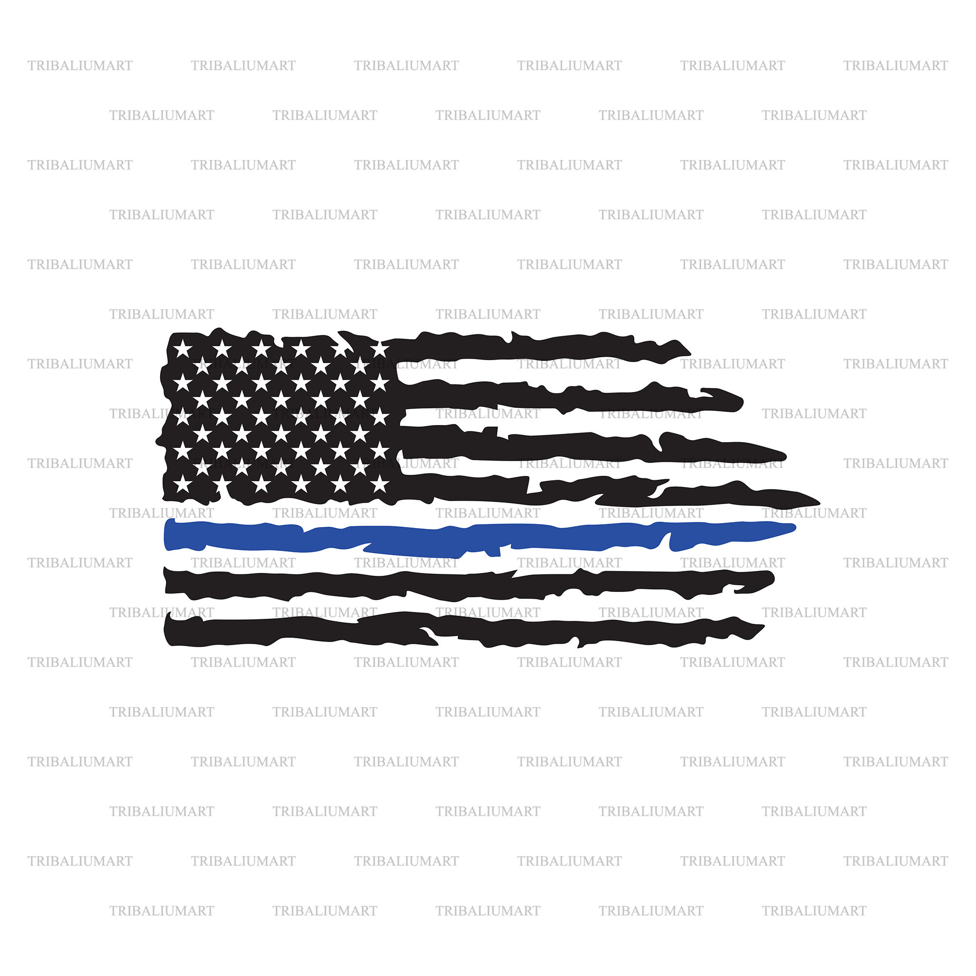 Grunge Thin Blue Line Flag (United States of America - Police Support ...