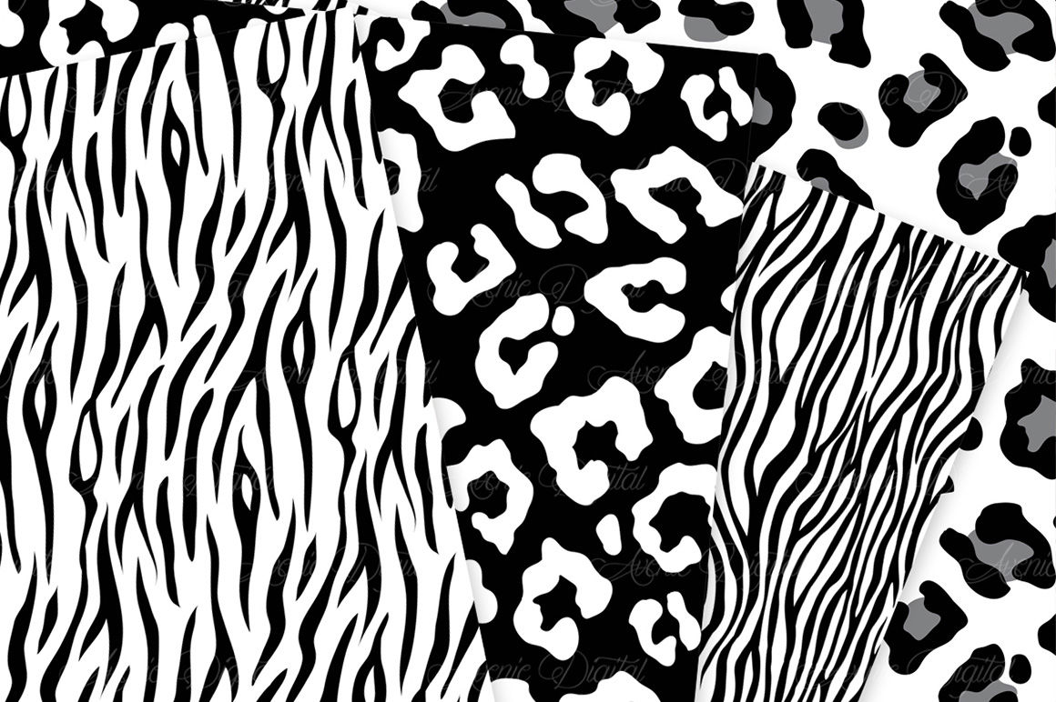 Black and White Animal Prints - Vector Patterns By AvenieDigital | TheHungryJPEG