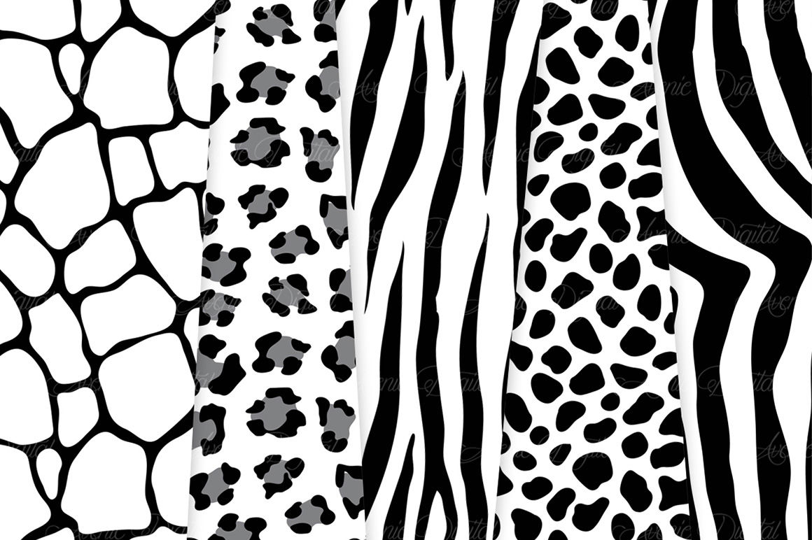 Lil Layouten Behandle Black and White Animal Prints - Seamless Vector Patterns By AvenieDigital |  TheHungryJPEG