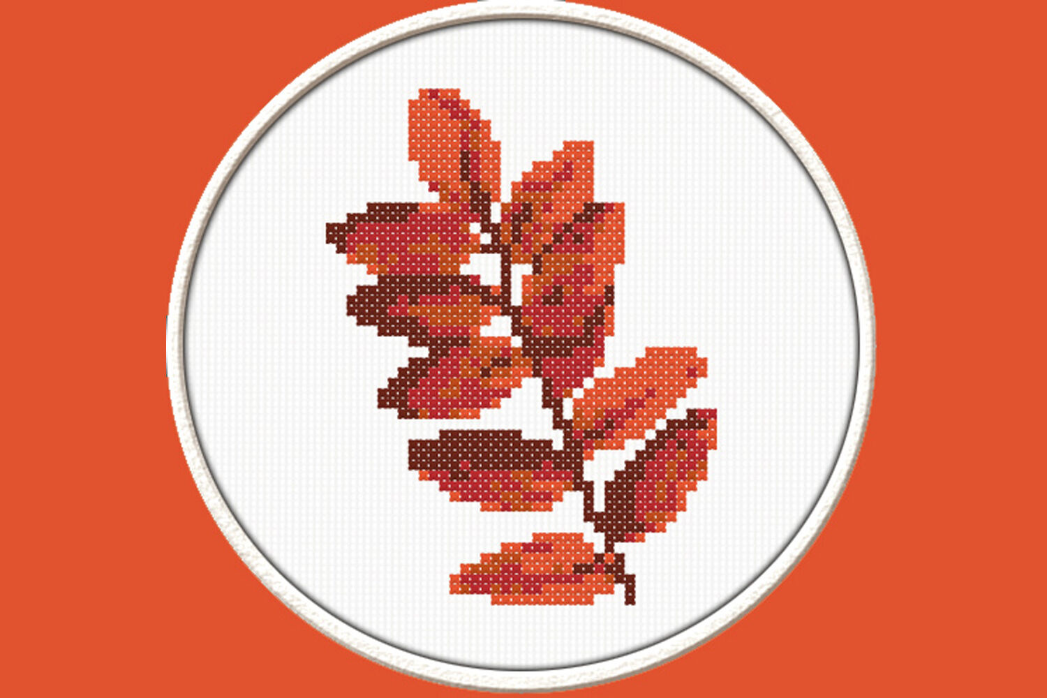 Autumn Leaf - PDF Downloadable Printable Cross Stitch Pattern By KseniyaOmega | TheHungryJPEG