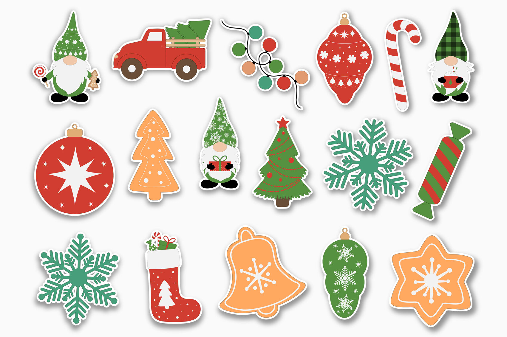 Gnomes Stickers. Christmas Stickers. Stickers Printable PNG By