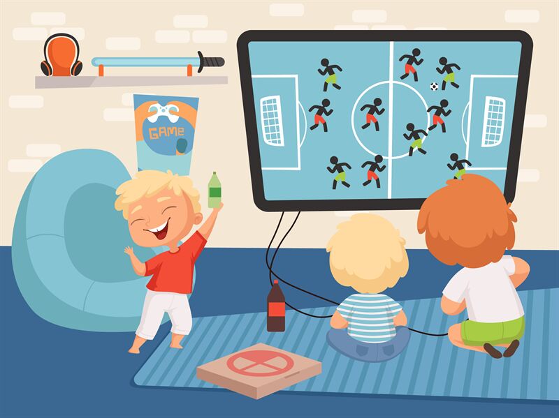 kids playing video games clipart