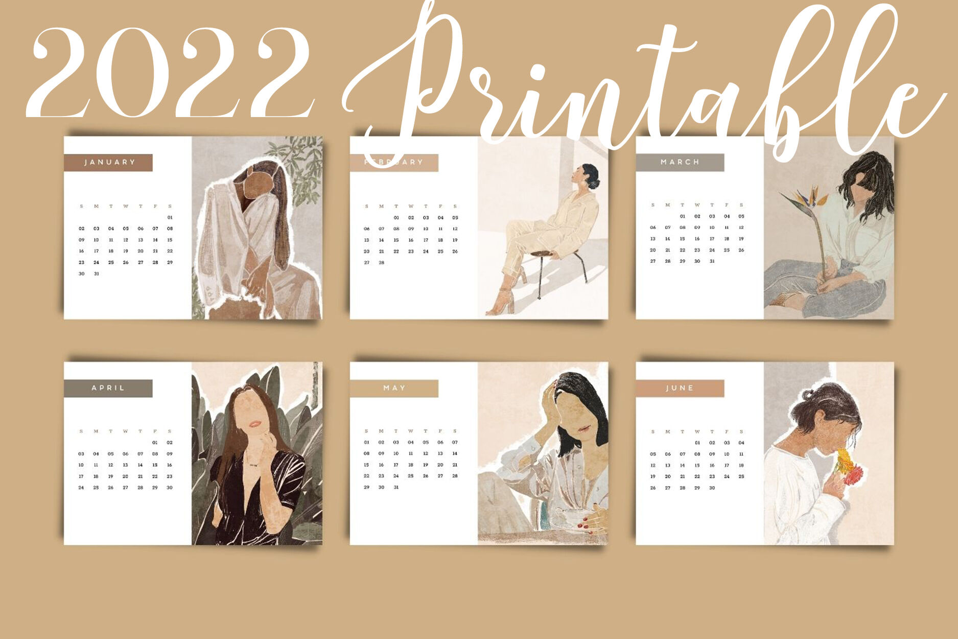 Printable Digital 2022 Calendar A4 and Card Wall Calendar By LiterkaEm ...