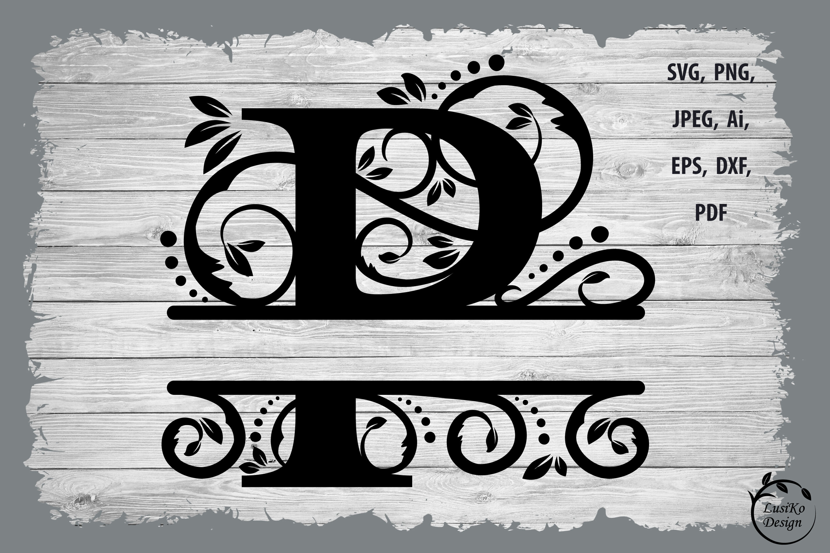 Monogram letter P. Split monogram letter p SVG, DXF, PNG By LusiKo ...