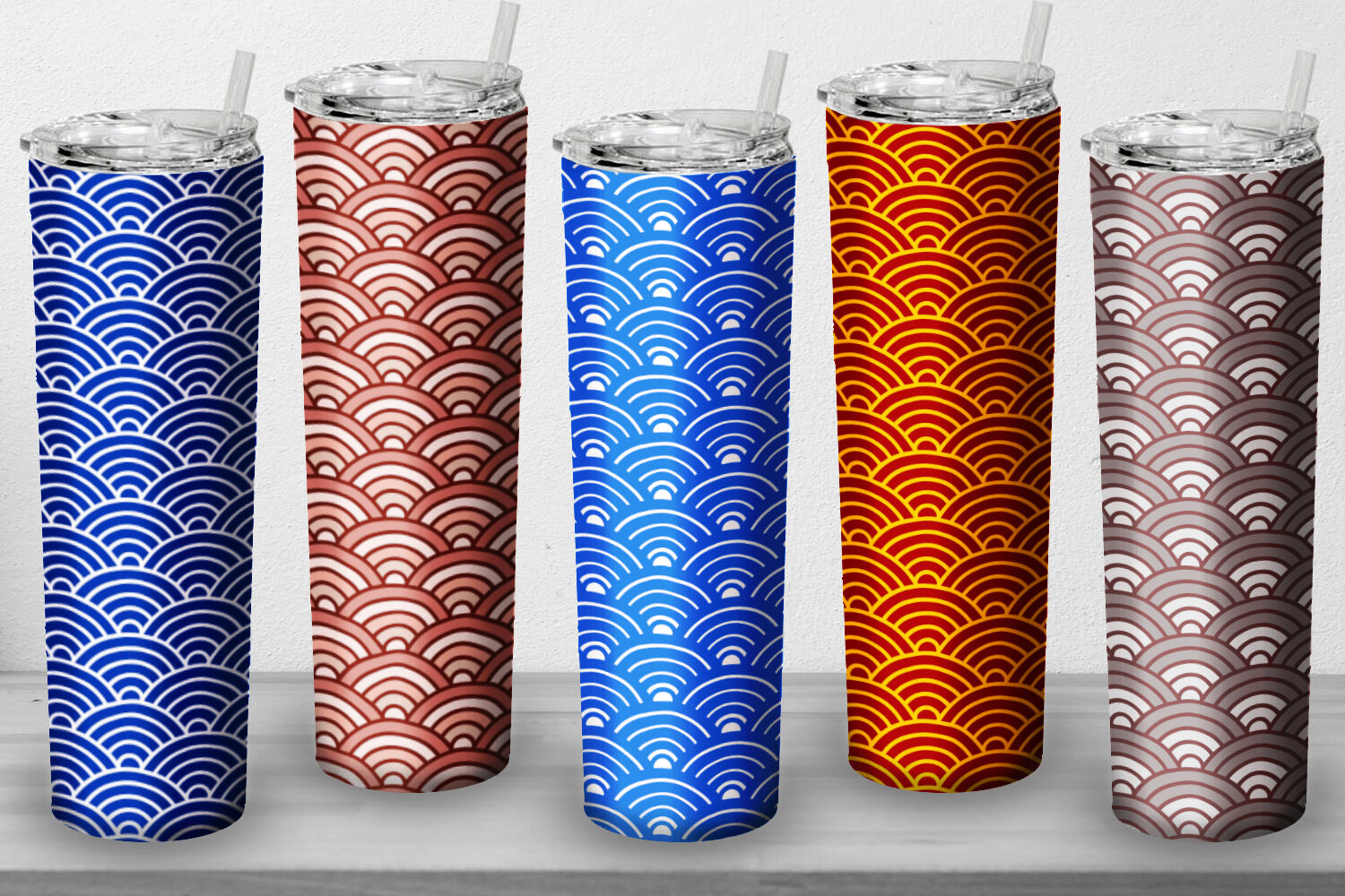 10 Tumbler Tapered 20 OZ Sublimation Seigaiha Wrap Design By ...