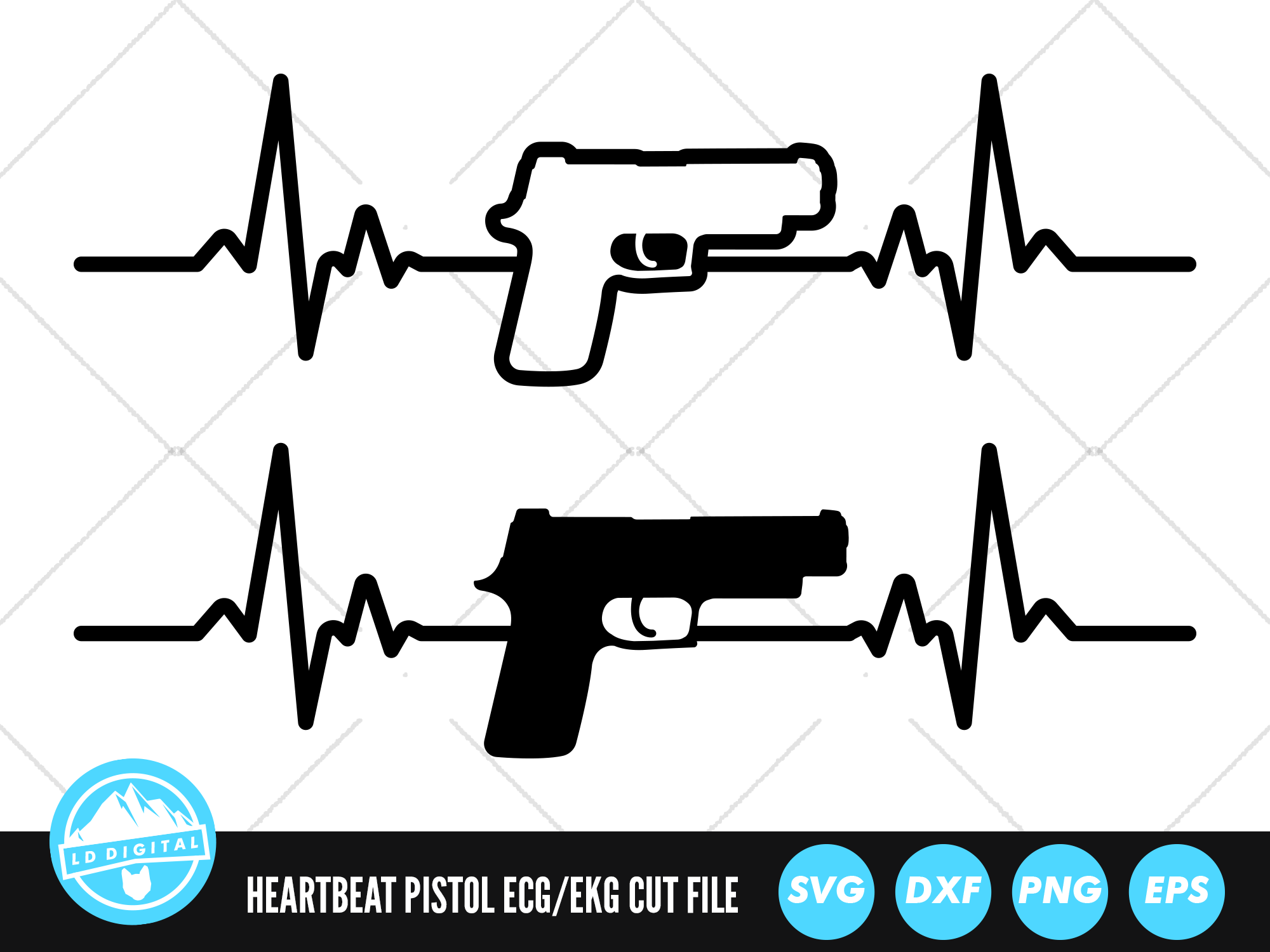 हार्टबीट लाइन गन SVG | ECG EKG कटहार्टबीट लाइन गन SVG | ECG EKG कट  