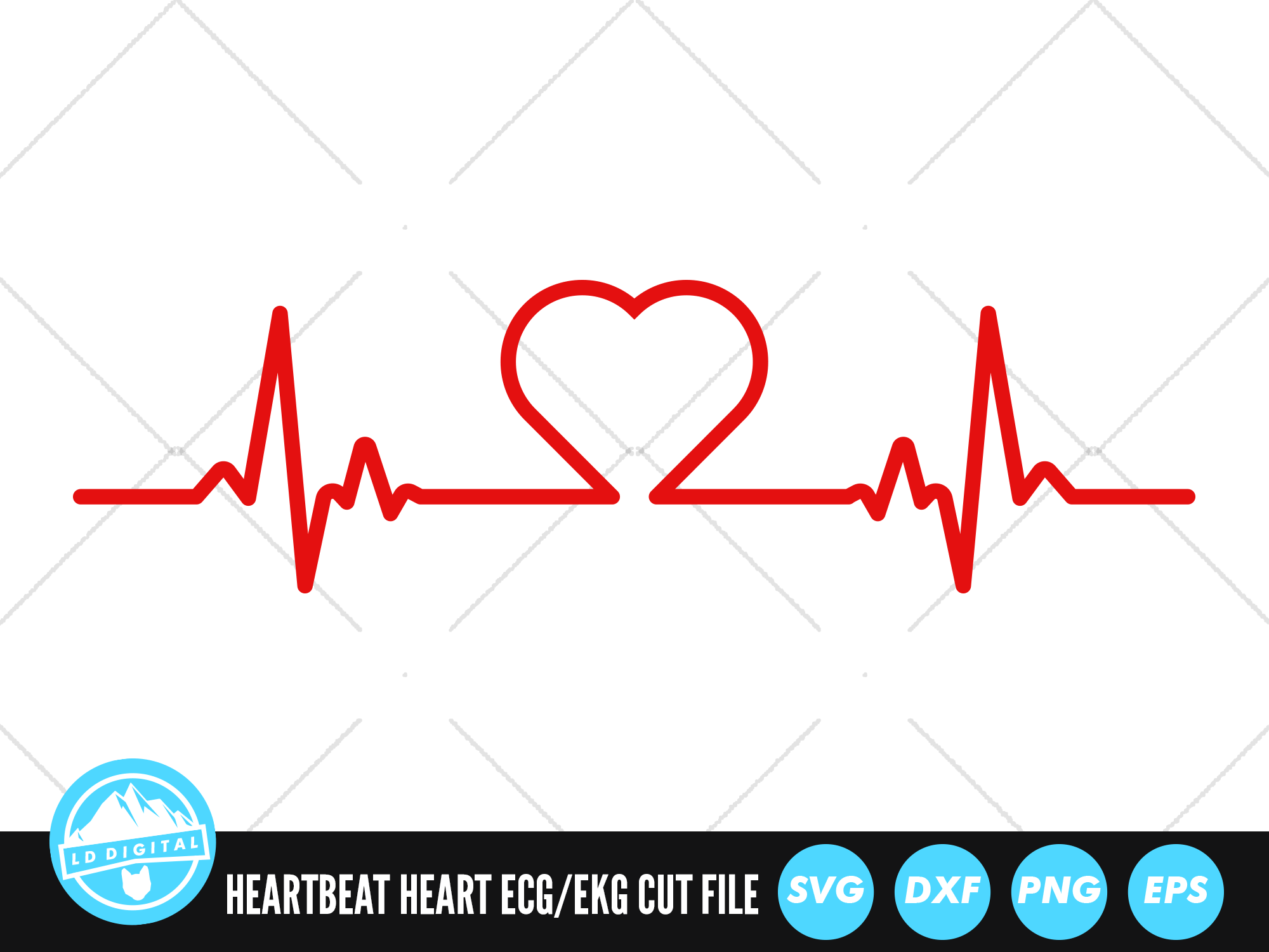 Heartbeat Line Love Heart SVG, ECG EKG Cut File, Nurse SVG By LD Digital