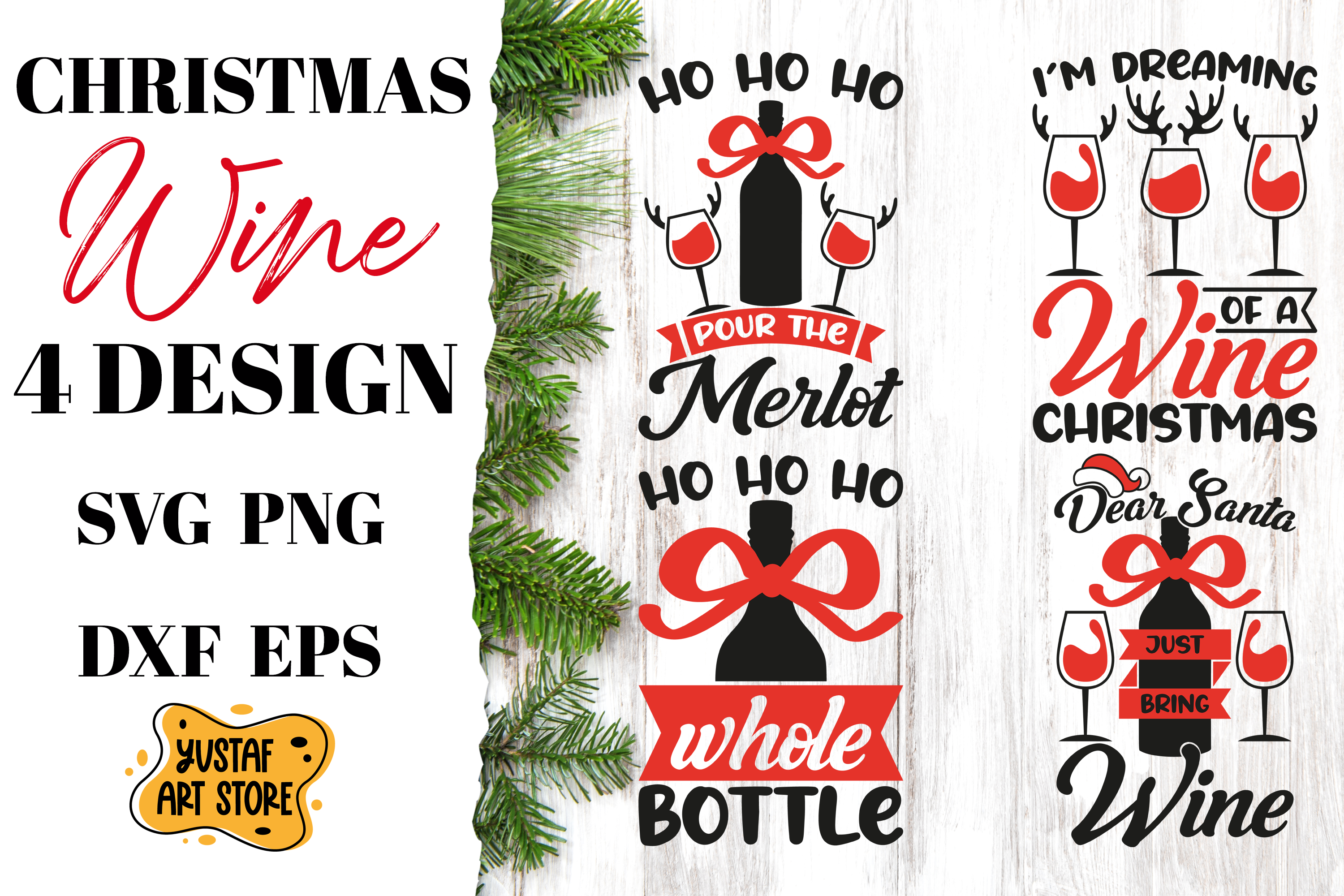 Christmas SVG Wine funny quotes 4 design mini bundle svg By Yustaf Art  Store | TheHungryJPEG
