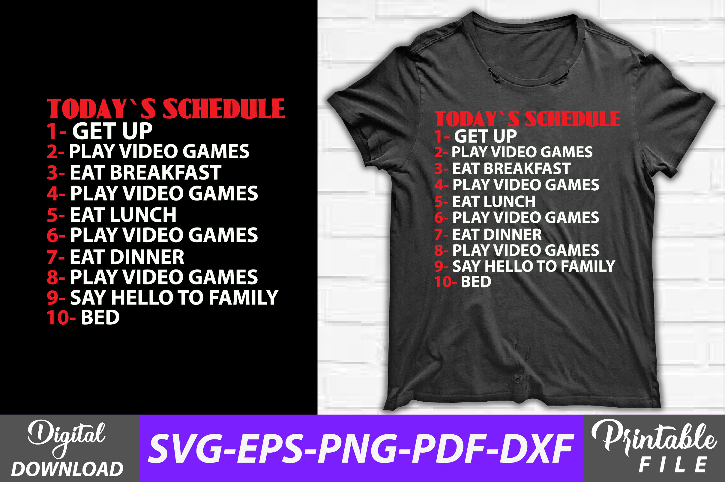 Funny Schedule for Video Gamer Designer By NAZMABD | TheHungryJPEG
