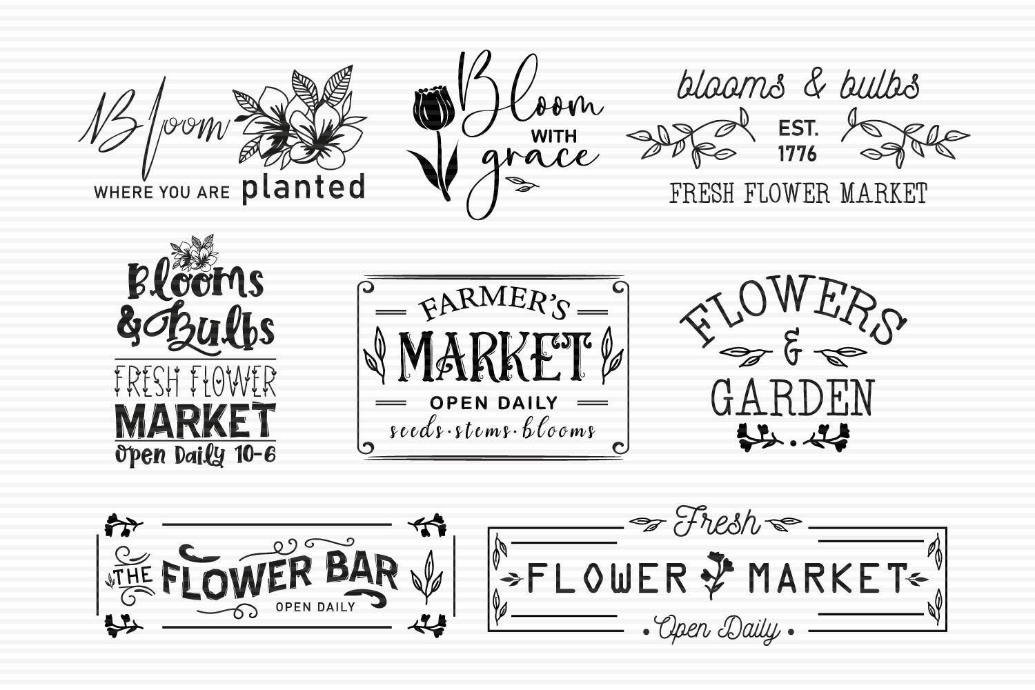 Flower Market SVG Bundle, Market fresh flowers wood sign By Paper