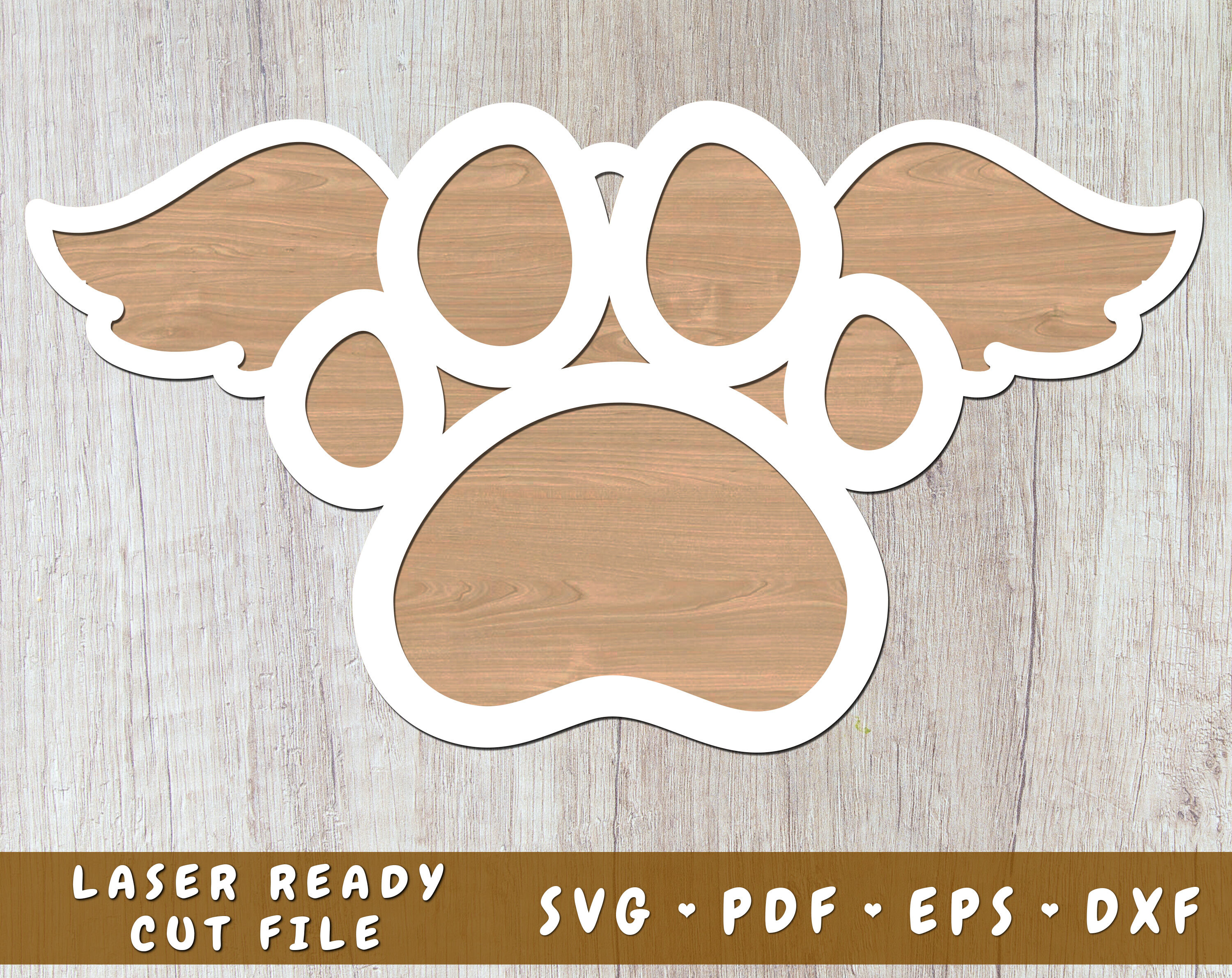 Customizable Dog Paw With Angel Wings Laser SVG By LemonStudioCreations