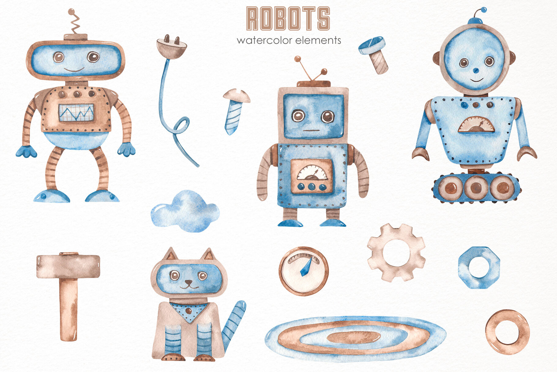 Cute Robots Clipart Digital Download Robots PNG Sublimation -  Israel