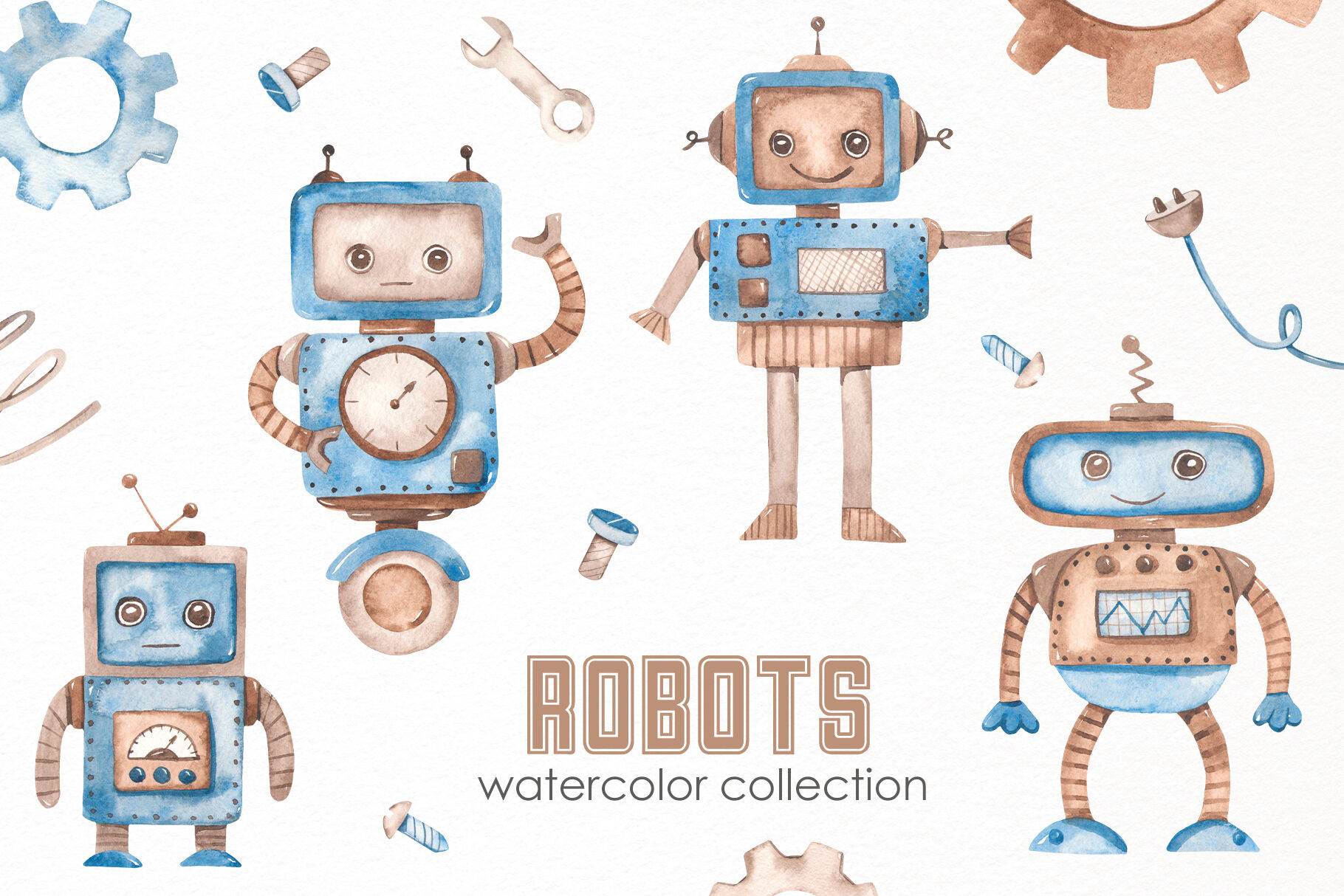 Cute Robots Clipart Digital Download Robots PNG Sublimation -  Portugal