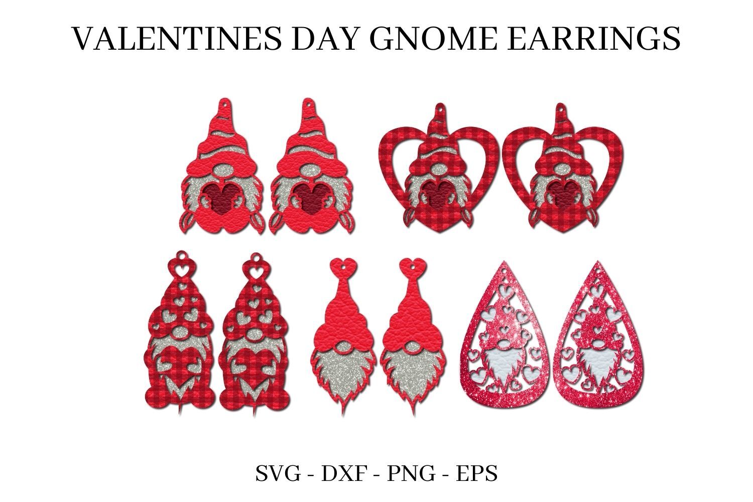 Valentines Gnome Earrings Bundle Graphic by Taita Digital