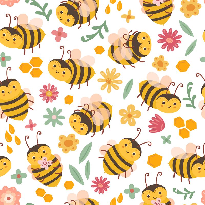 cute cartoon bees flying