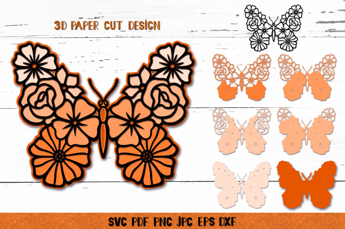 3D Paper butterflies  layered butterfly templates