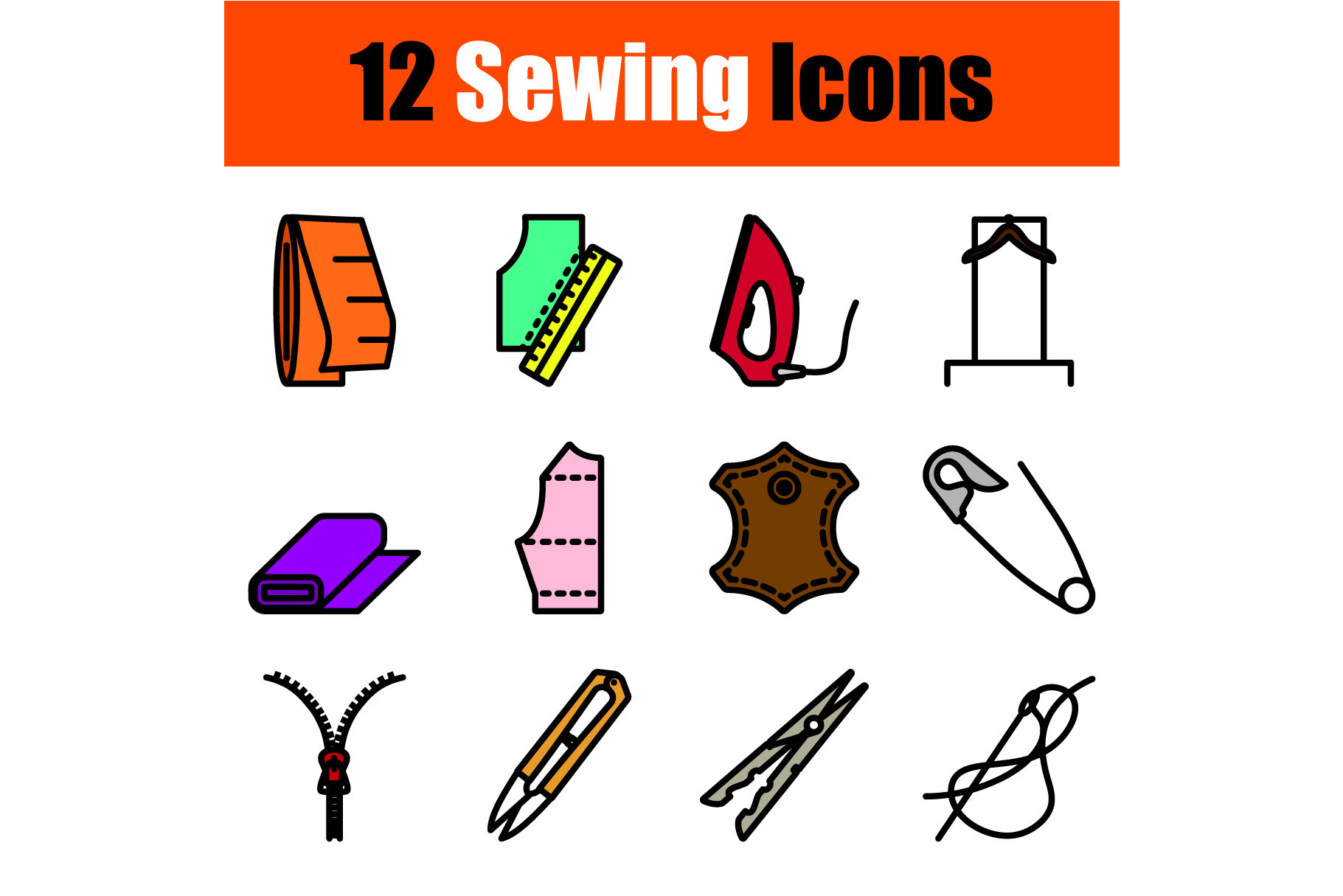 Sewing Icon Set By Angelp | TheHungryJPEG