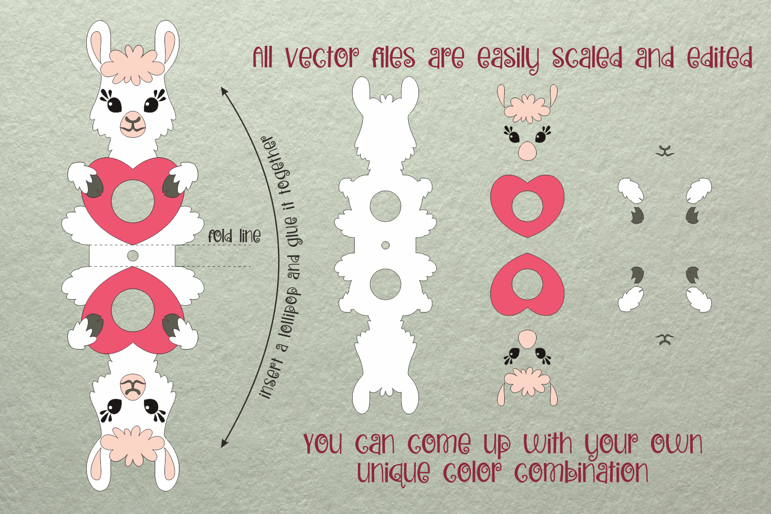 Llama with Heart-Valentine Lollipop Holder SVG By Olga Belova