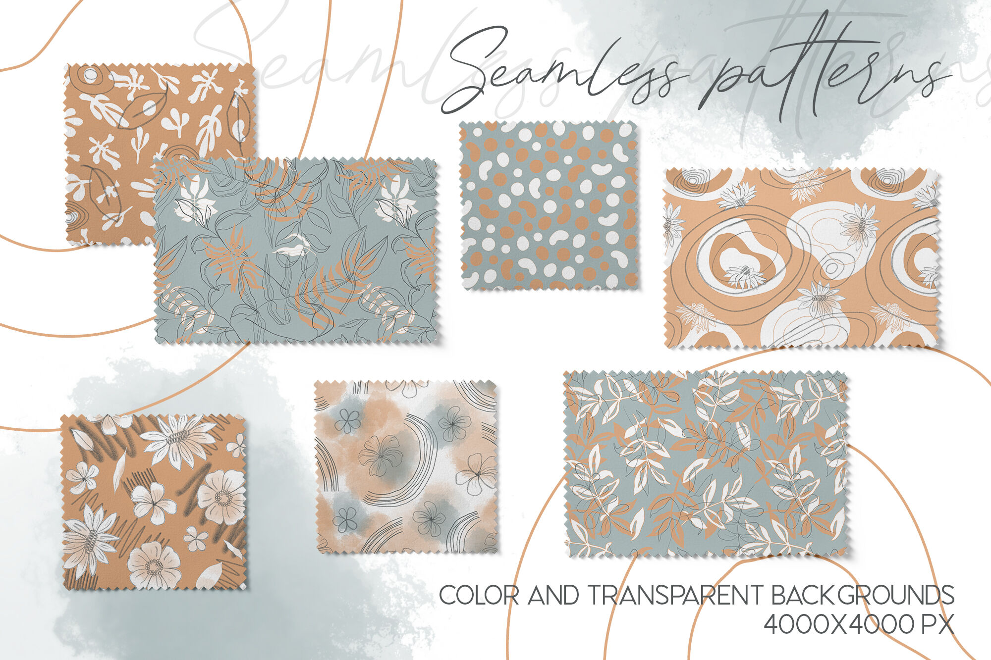 Abstract Color Graphite Seamless Patterns PNG. Sublimation Design. By ...