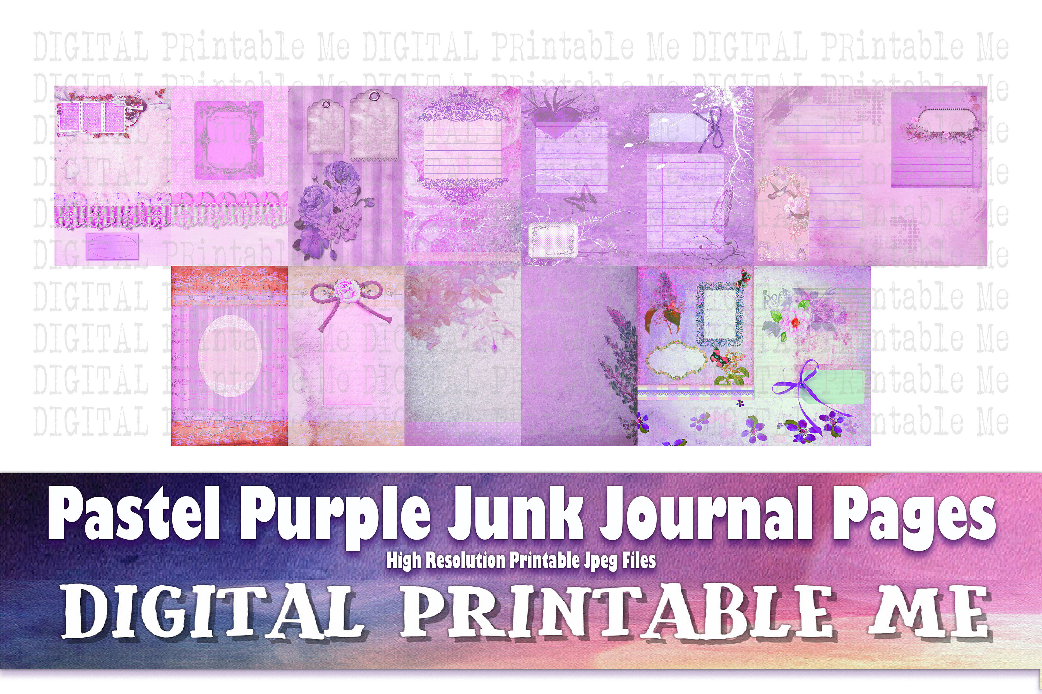 Vintage Valentines Junk Journal Kit,Printable Digital Collage Pages