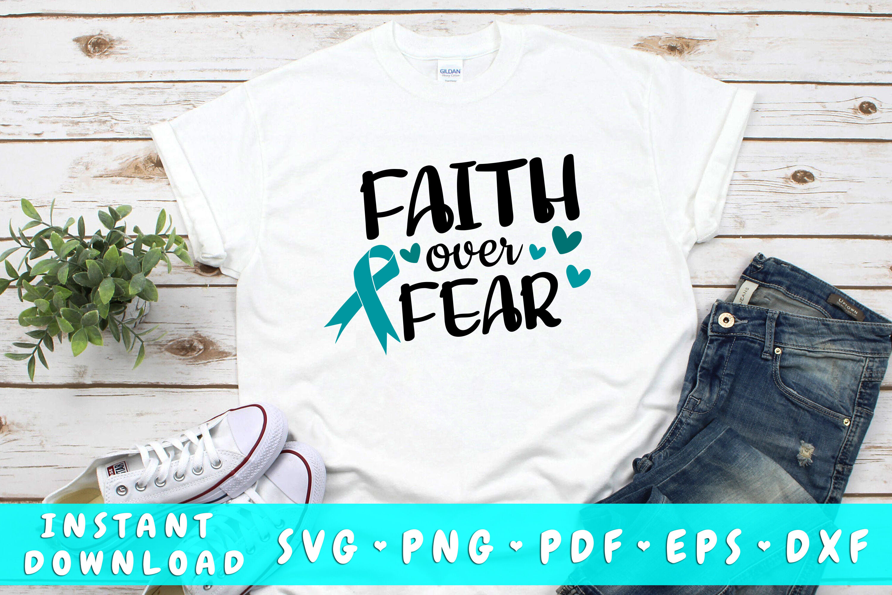 Faith over fear ovarian cancer svg By LemonStudioCreations | TheHungryJPEG