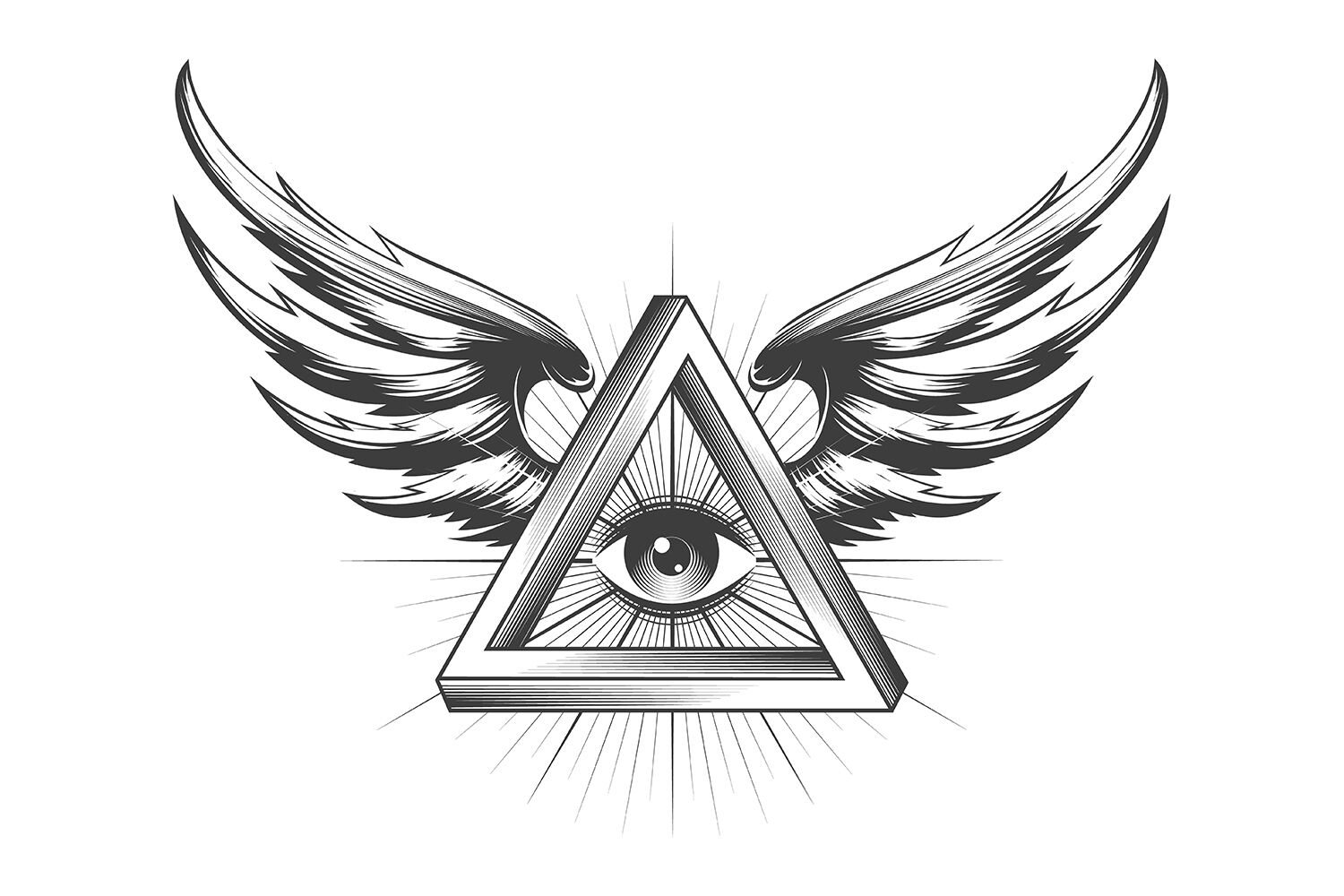 Masonic All seeing Eye inside Triangle with Wings Tattoo By Olena1983 |  TheHungryJPEG