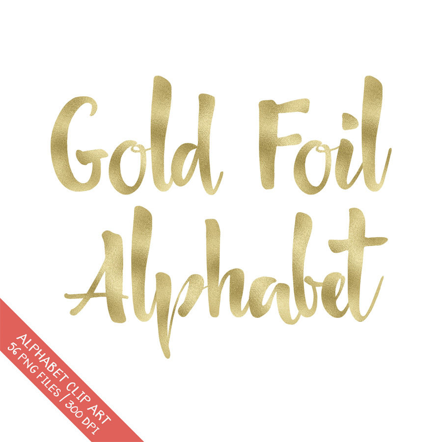 Golden Foil Alphabet Clip Art By Pededesigns 