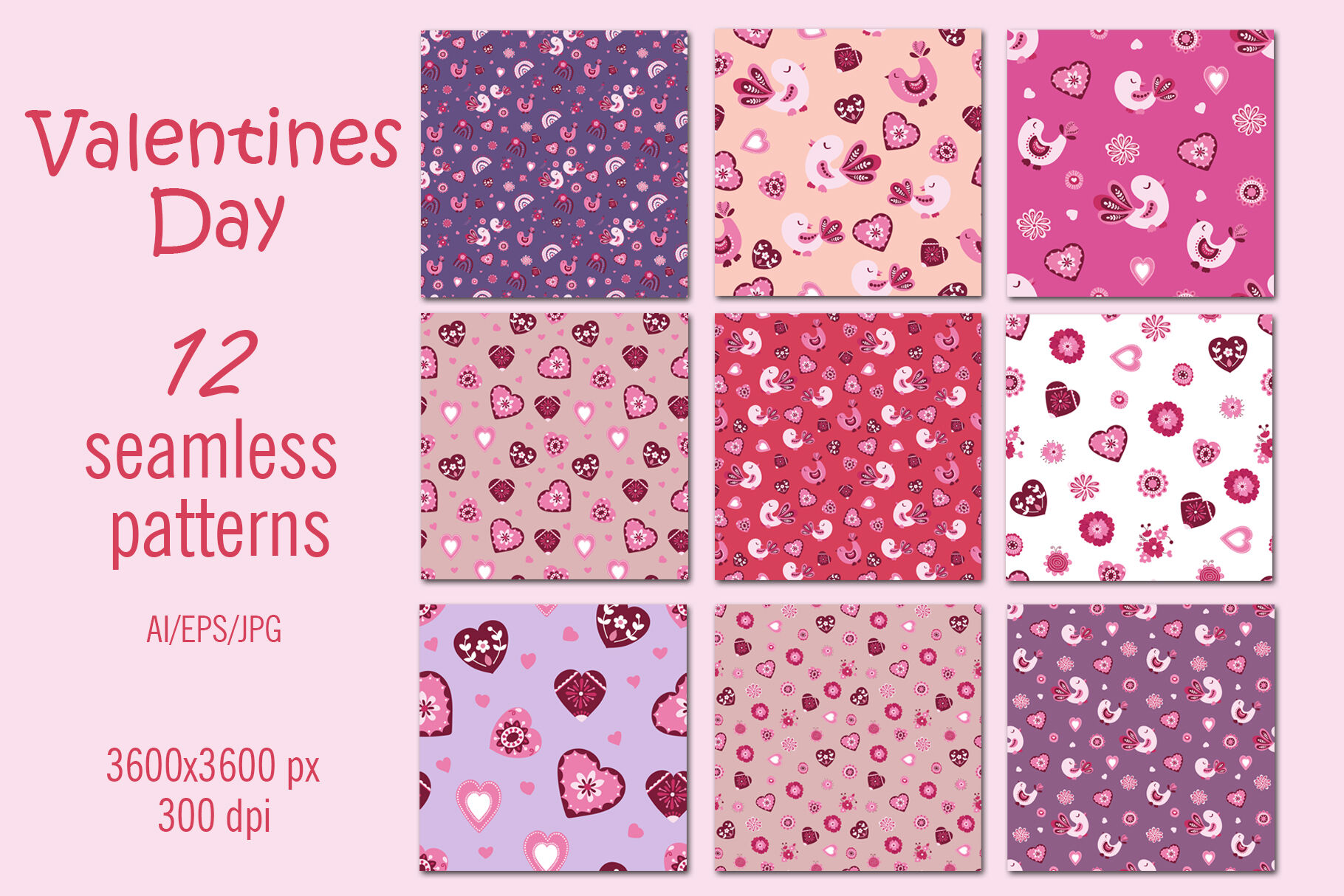 Valentines Day Digital Paperseamless Patterns By Helgakov Thehungryjpeg 5287