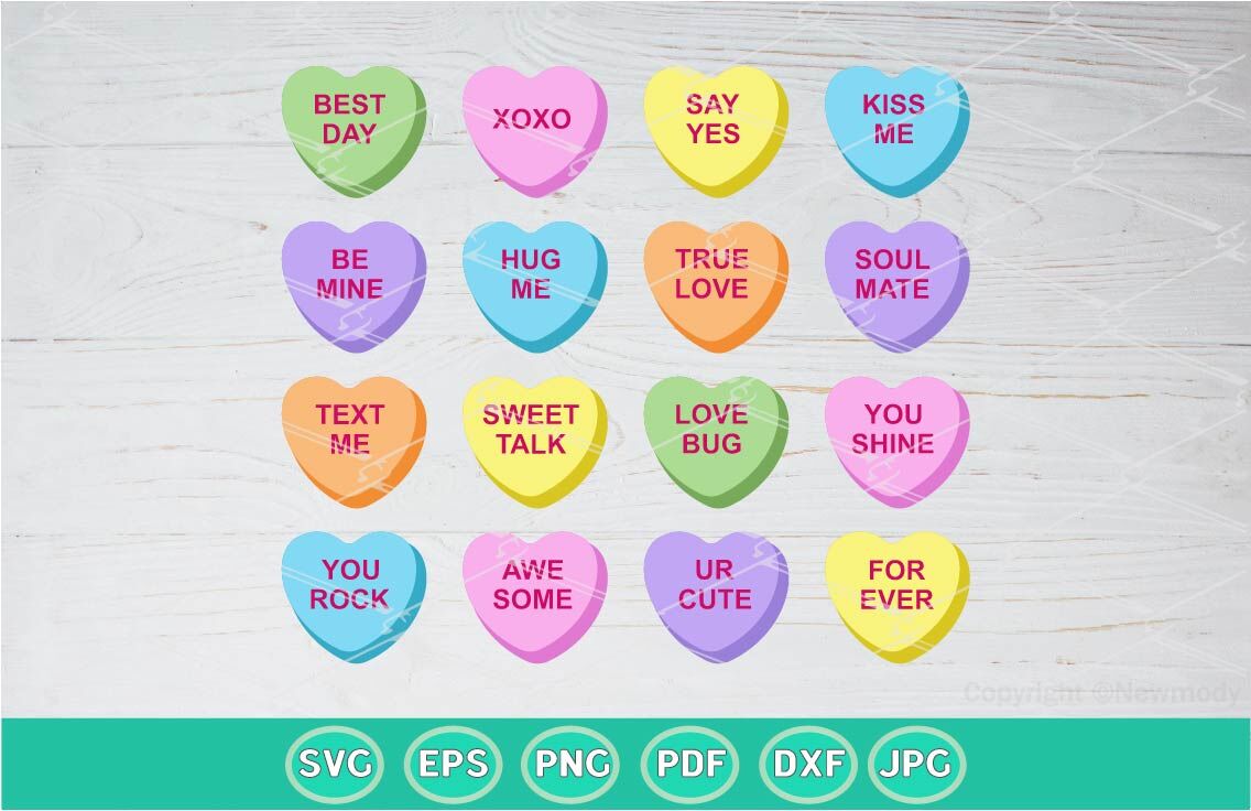 Conversation Hearts Sweethearts Candy SVG PNG Valentine's Day SVG