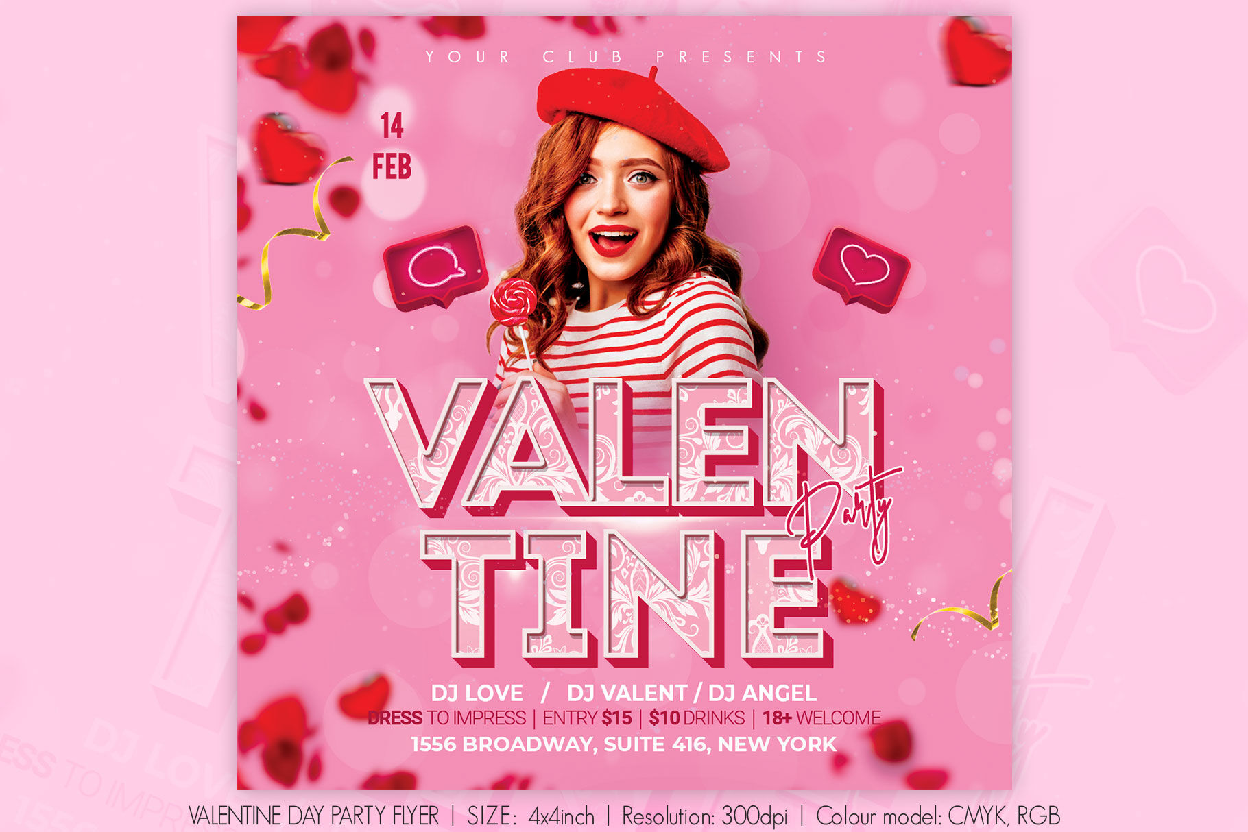 Valentines Day Party Flyer By sanaimran | TheHungryJPEG