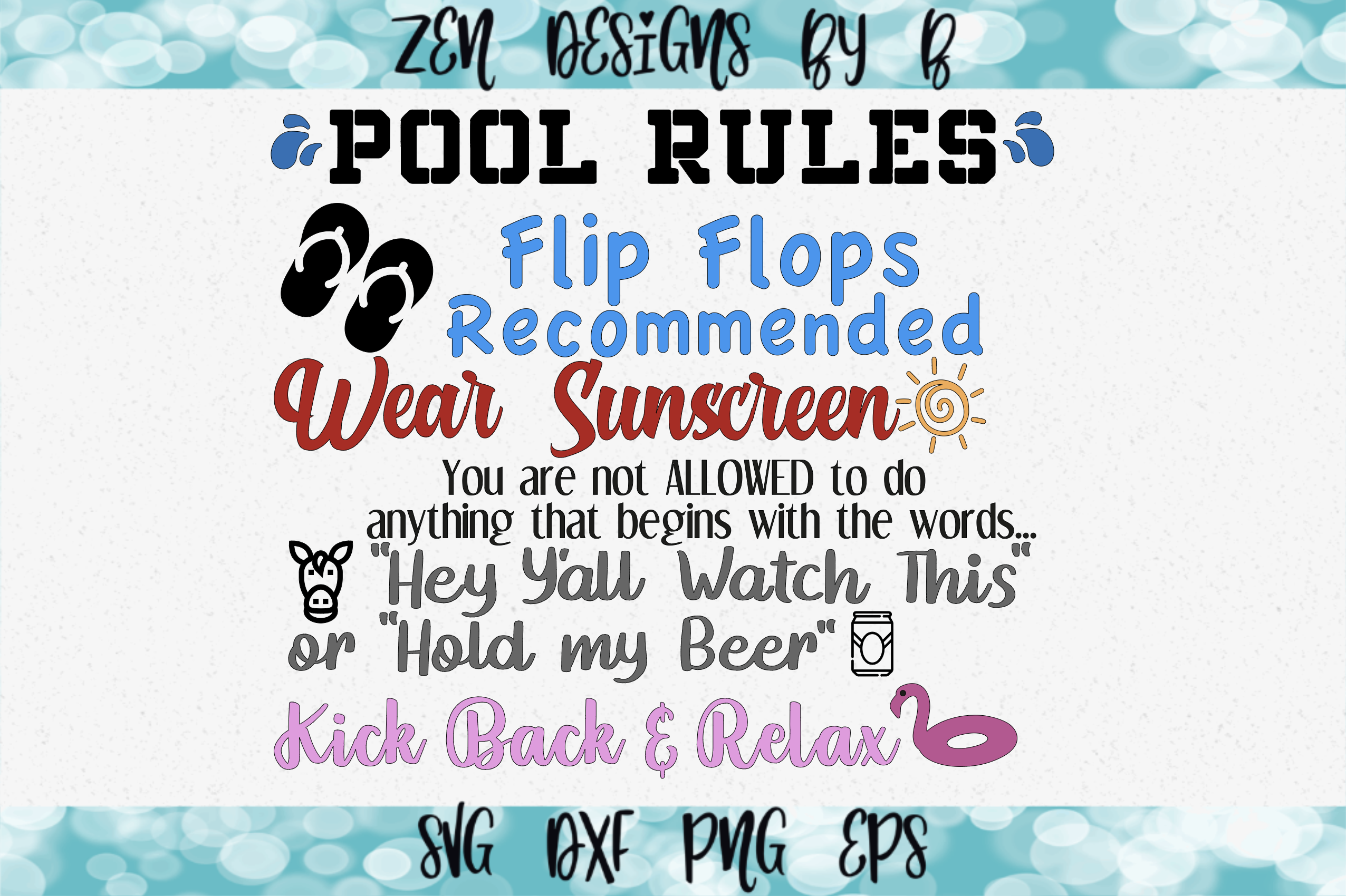 Pool Rules Backyard Sign SVG By Zen Designs By B | TheHungryJPEG.com