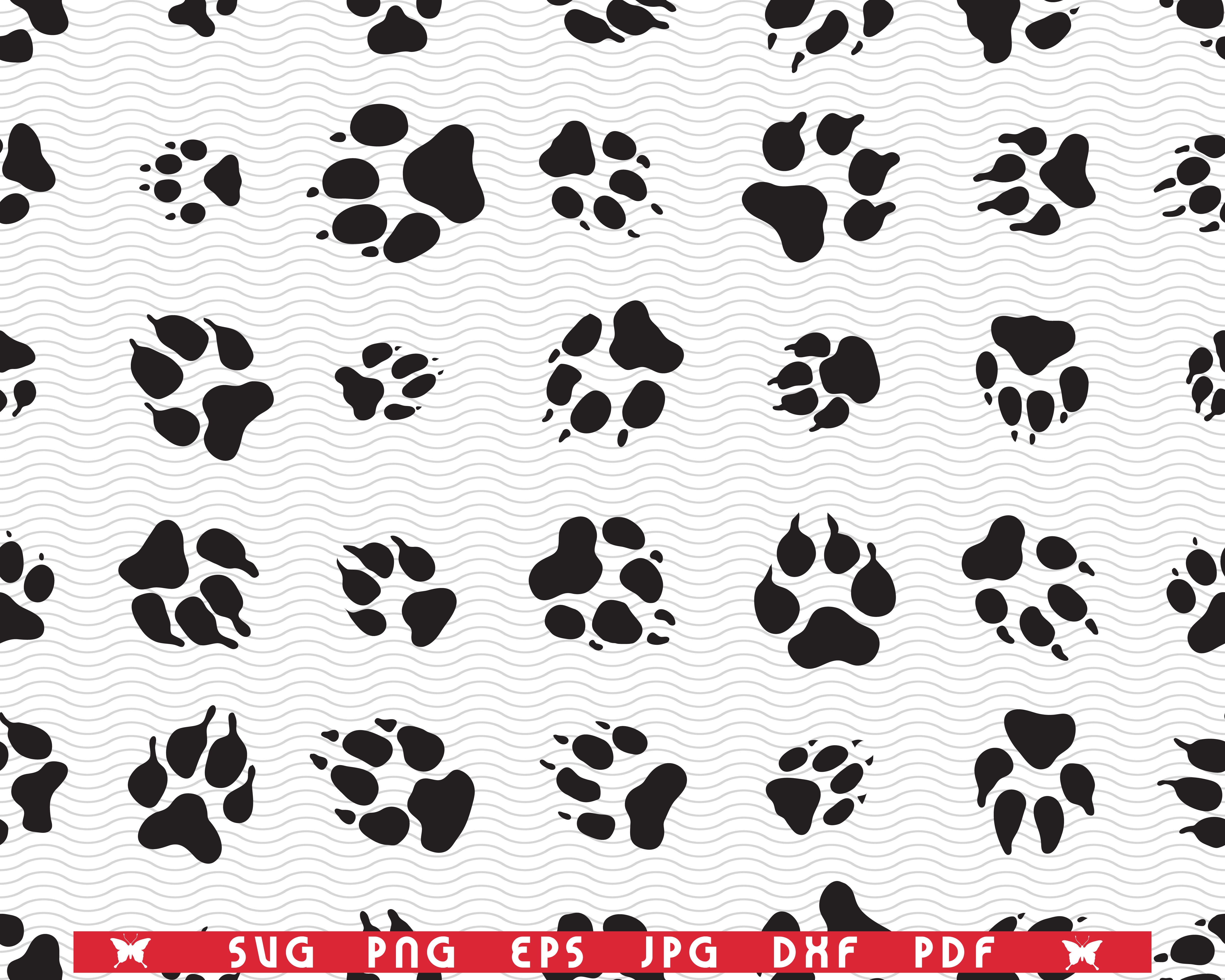 SVG Dog Traces, Paws, Black Seamless pattern, Digital clipart By