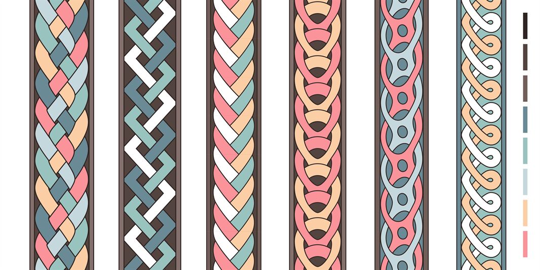 Braid lines. Wicker borders, colored knoted patterns, braided intertwi By  SmartStartStocker