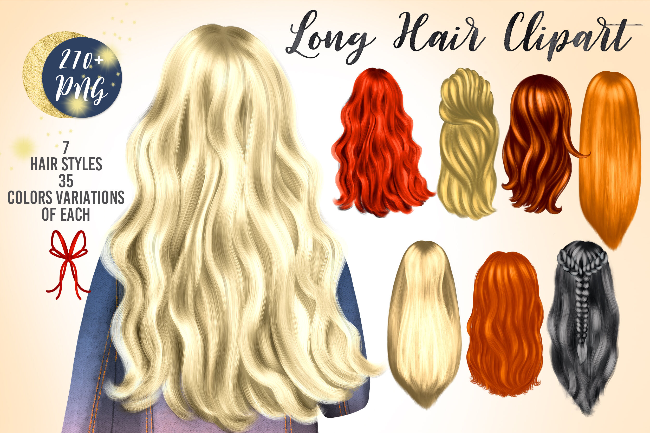 Hair Clipart, Custom Family, Long Haircut By LABFcreations | TheHungryJPEG