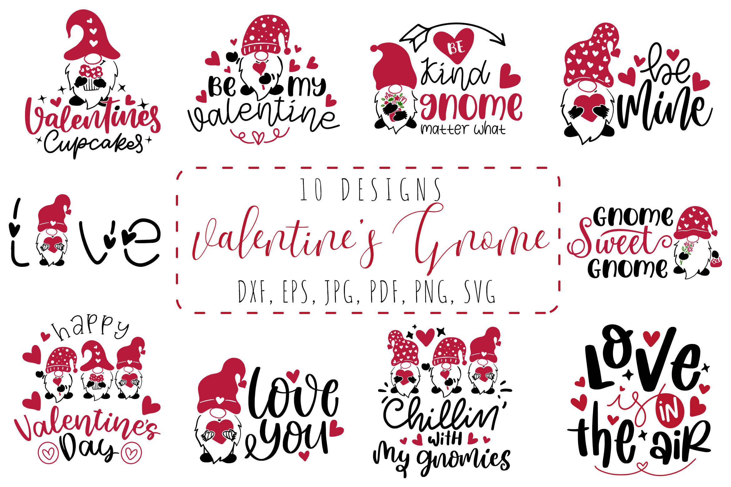 Valentines Day Quotes Bundle, Valentines Day Gnome SVG By dapiyupi