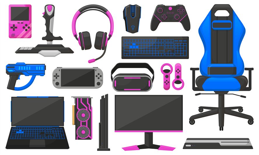 Gaming accessories, video console, video card joy By WinWin_artlab |