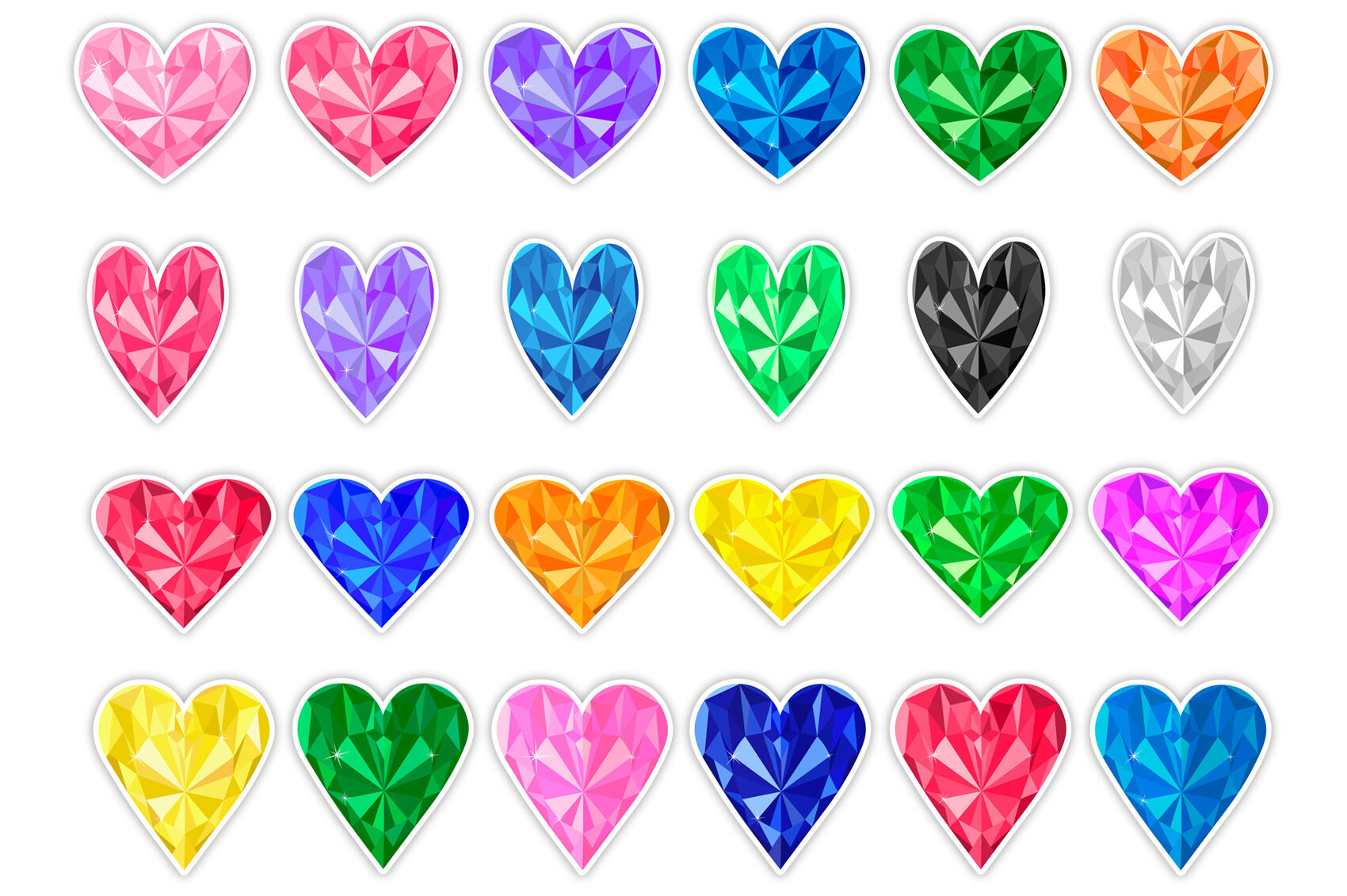 Rainbow Heart Gem Heart Sticker, Zazzle.com