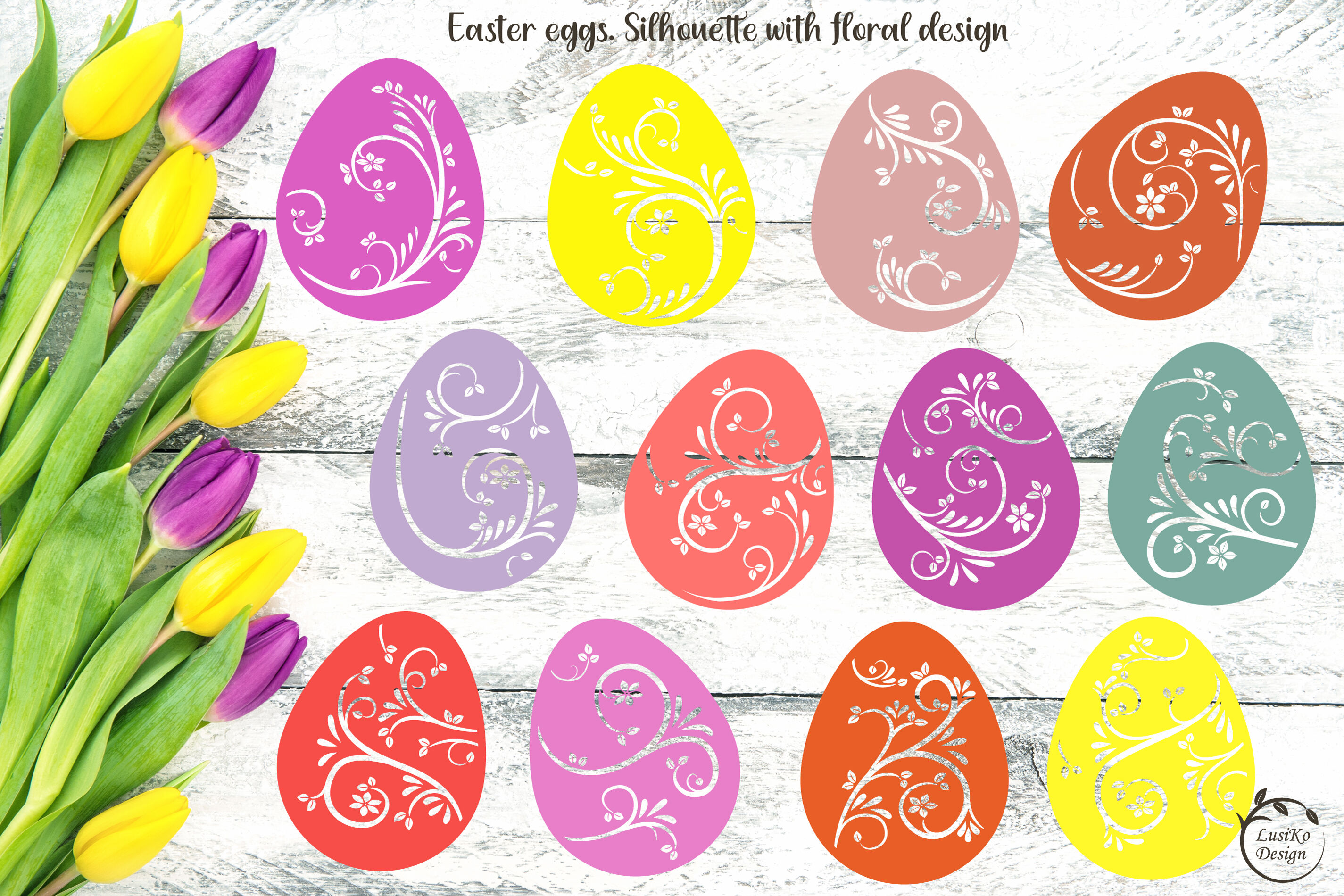 3x3 Floral Easter Egg Stencil, Size: 3 x 3