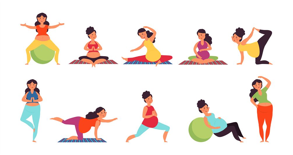 Free Vector  Workout for pregnant set yoga training for healthy pregnancy